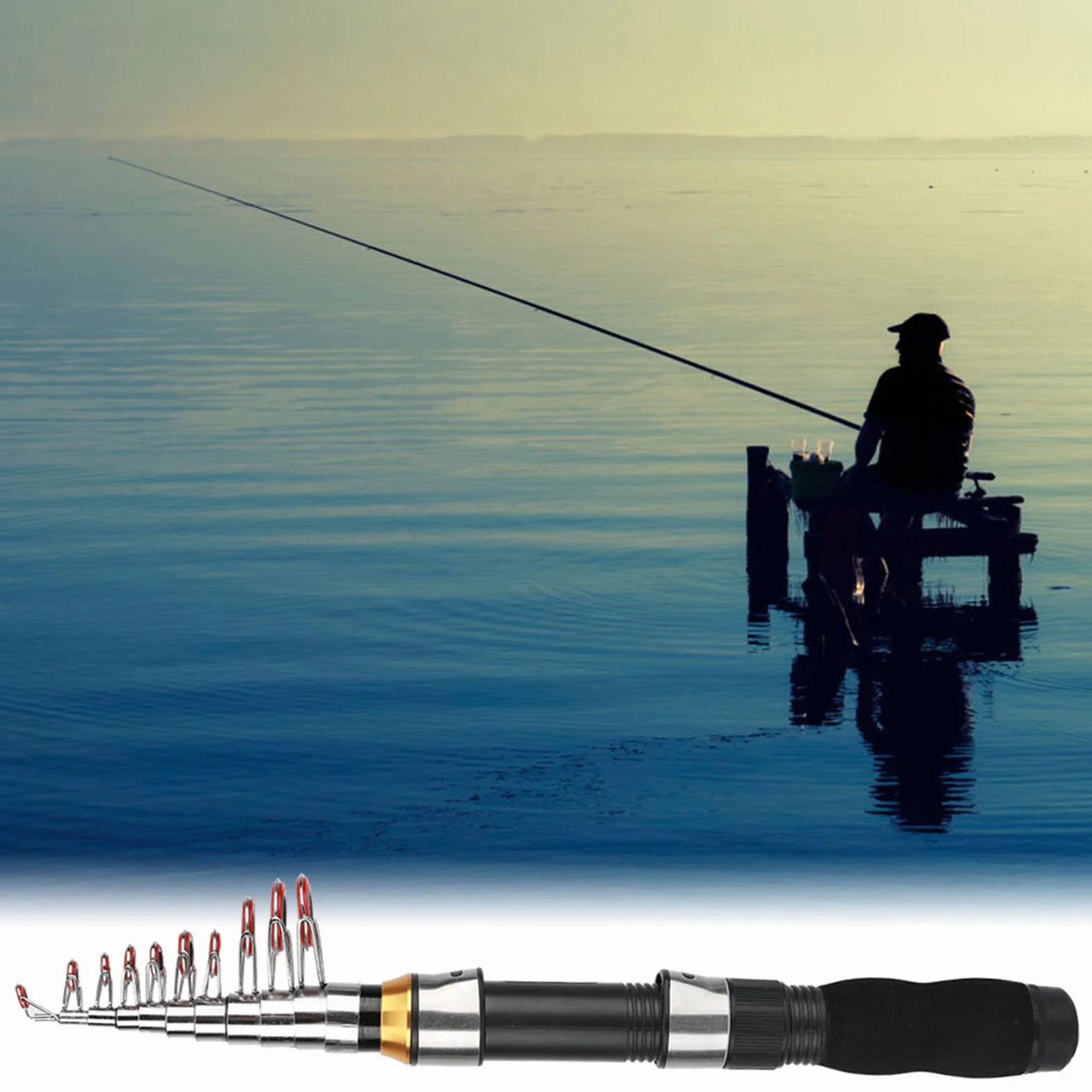 Caña de Pescar Portátil para Hielo y Mar, Diseño Compacto, Mini Herramienta de Pesca, Modelo 28049-100
