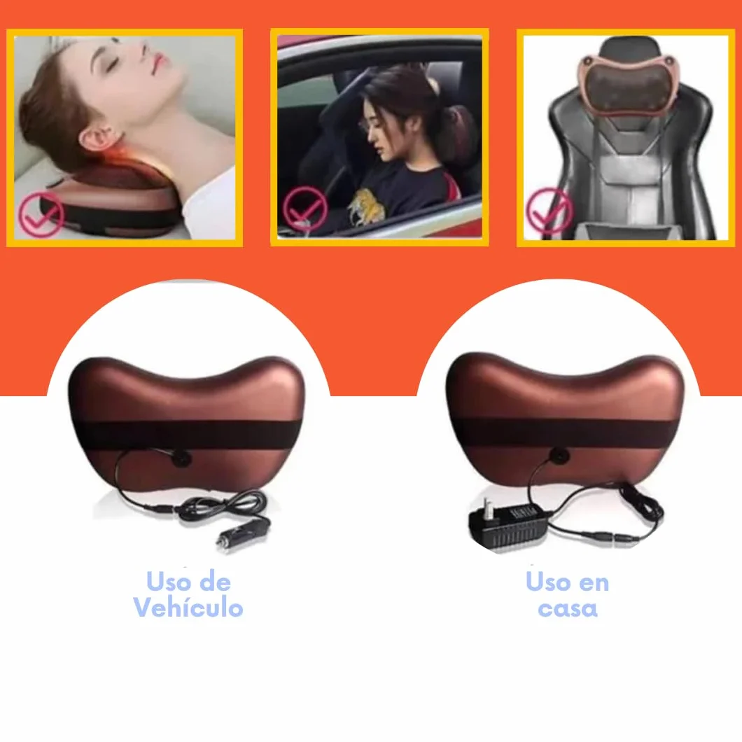 Masajeador Cervical y Espalda Almohada Eléctrica con Calor 8 Rodillos Bidireccional Regulable