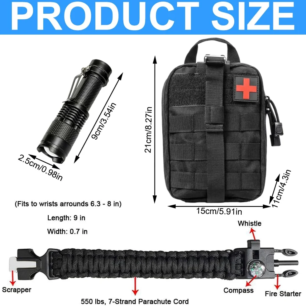 Kit Supervivencia, kit de Supervivencia con 200 Piezas Herramientas Supervivencia, Botiquín Primeros Auxilios, Botiquin Supervivencia, Kit Primeiros Socorros para Coche,Hogar,Camping,Senderismo