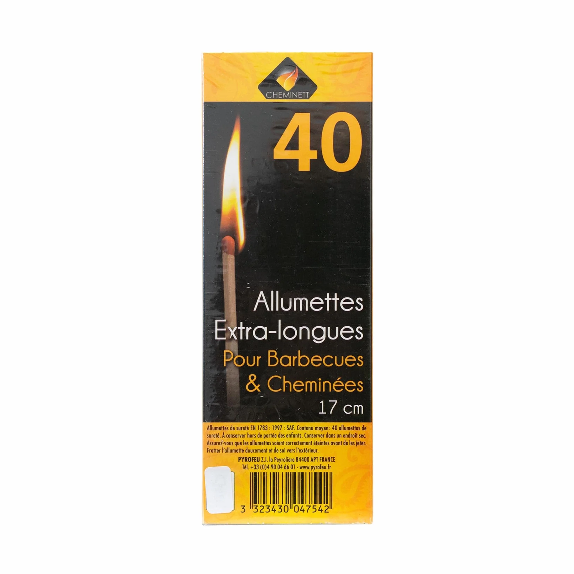 Pyro Feu Fosforos Extra-Largos 17cm Caja 40 Uds Madera