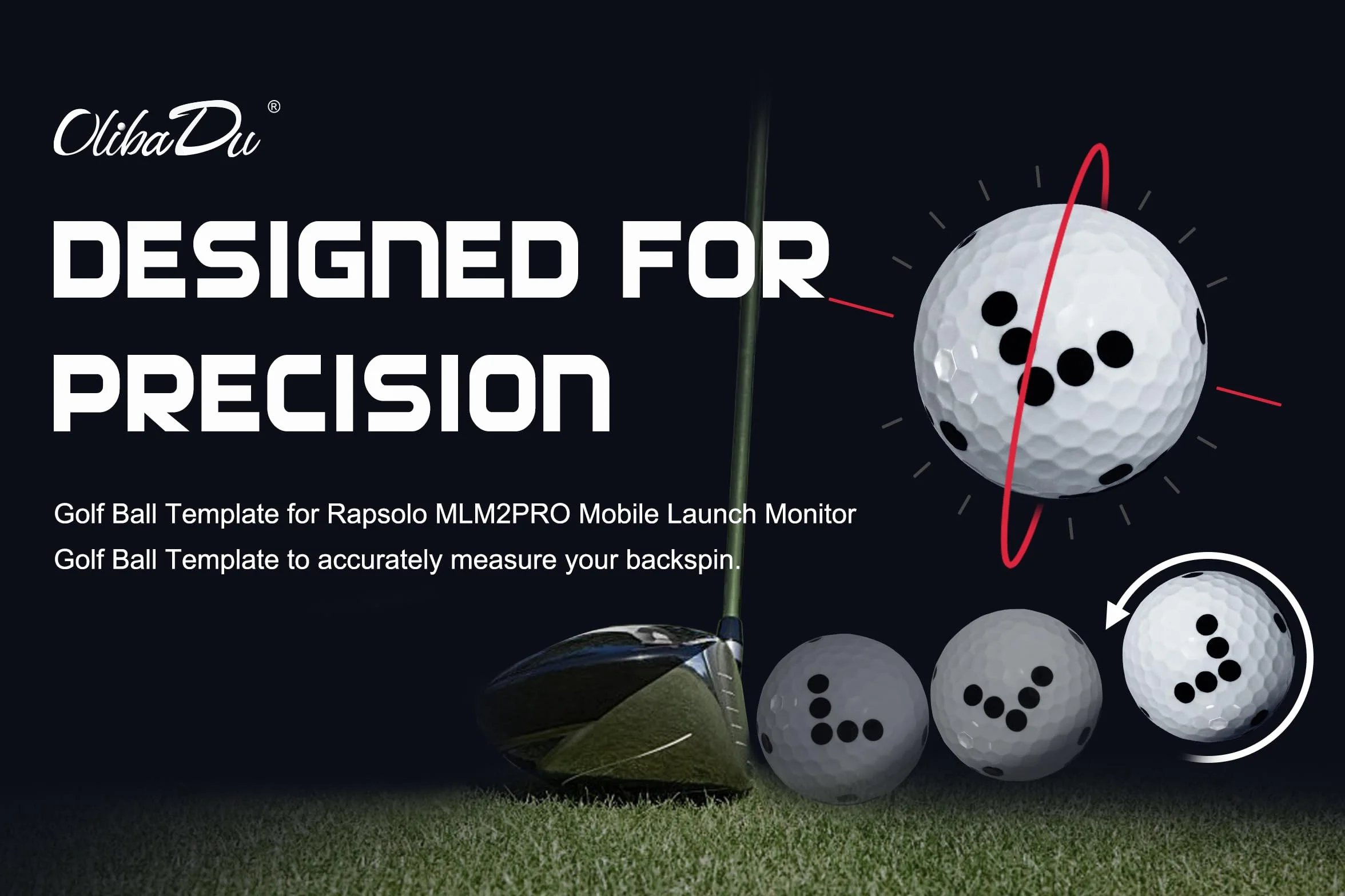 Plantilla de Marcador de Pelota de Golf para Monitor de Lanzamiento móvil Rapsodo MLM2PRO