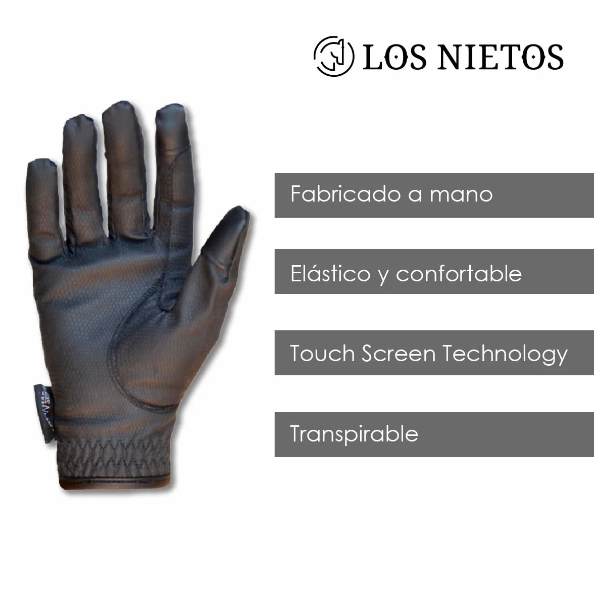 Guantes de equitación Serino Los Nietos Dressage | Talla: L | Equipamiento para el caballo | Producto de Guarnicionería | Tradición artesana | Los Nietos