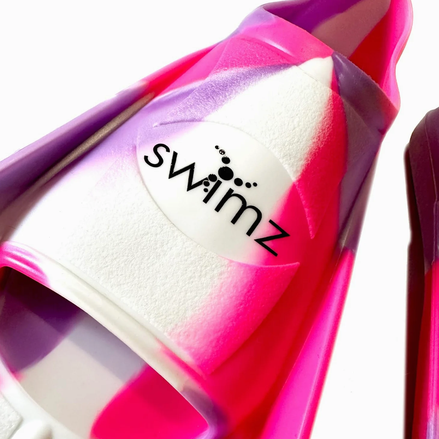 Swimz Aletas de entrenamiento de natación de silicona de hoja corta - rosa/blanco/morado