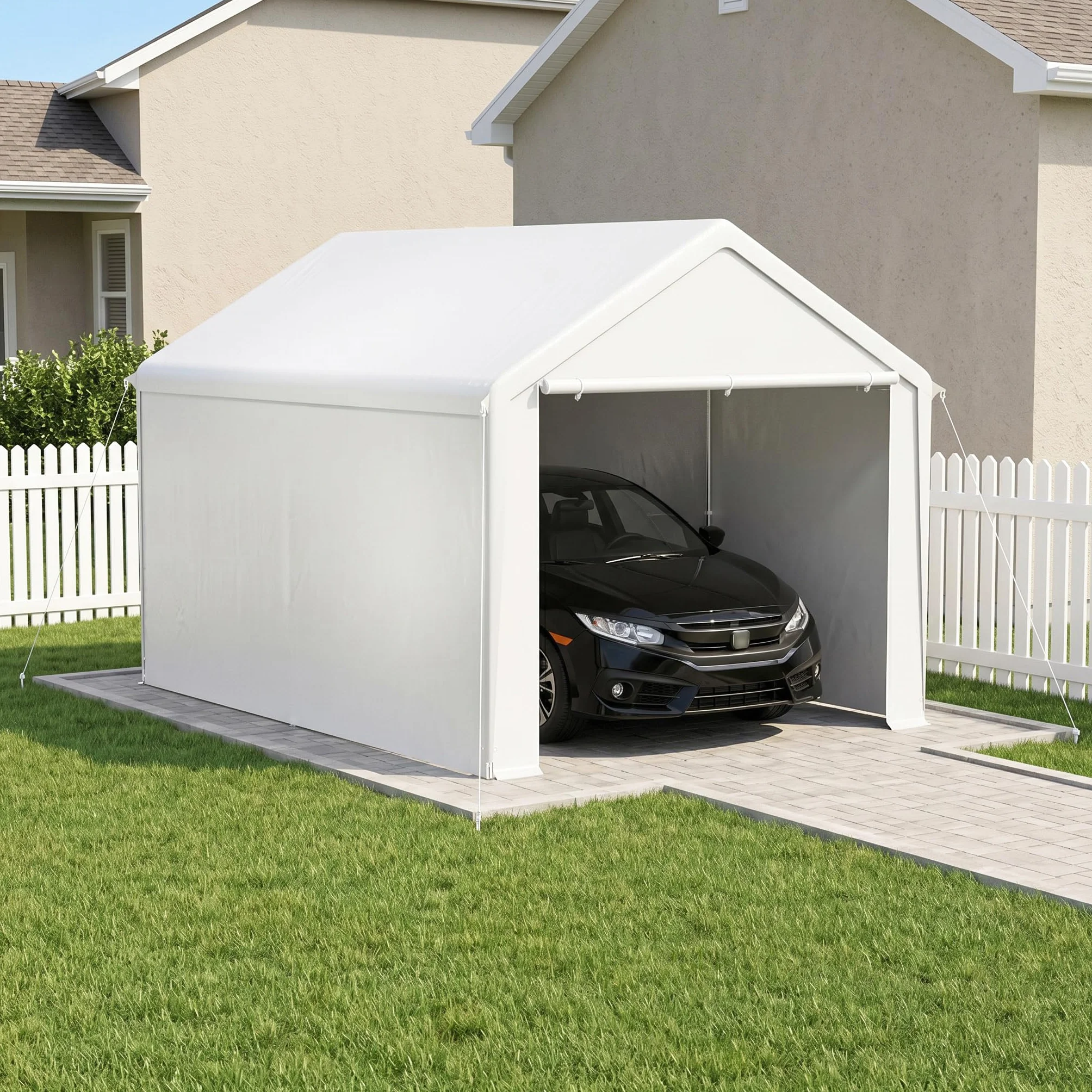 Aufun Carport - Tienda de campaña (3 x 4 m, impermeable, con techo de polietileno, resistente a desgarros, con paredes laterales extraíbles, resistente a los rayos UV, resistente al invierno, para