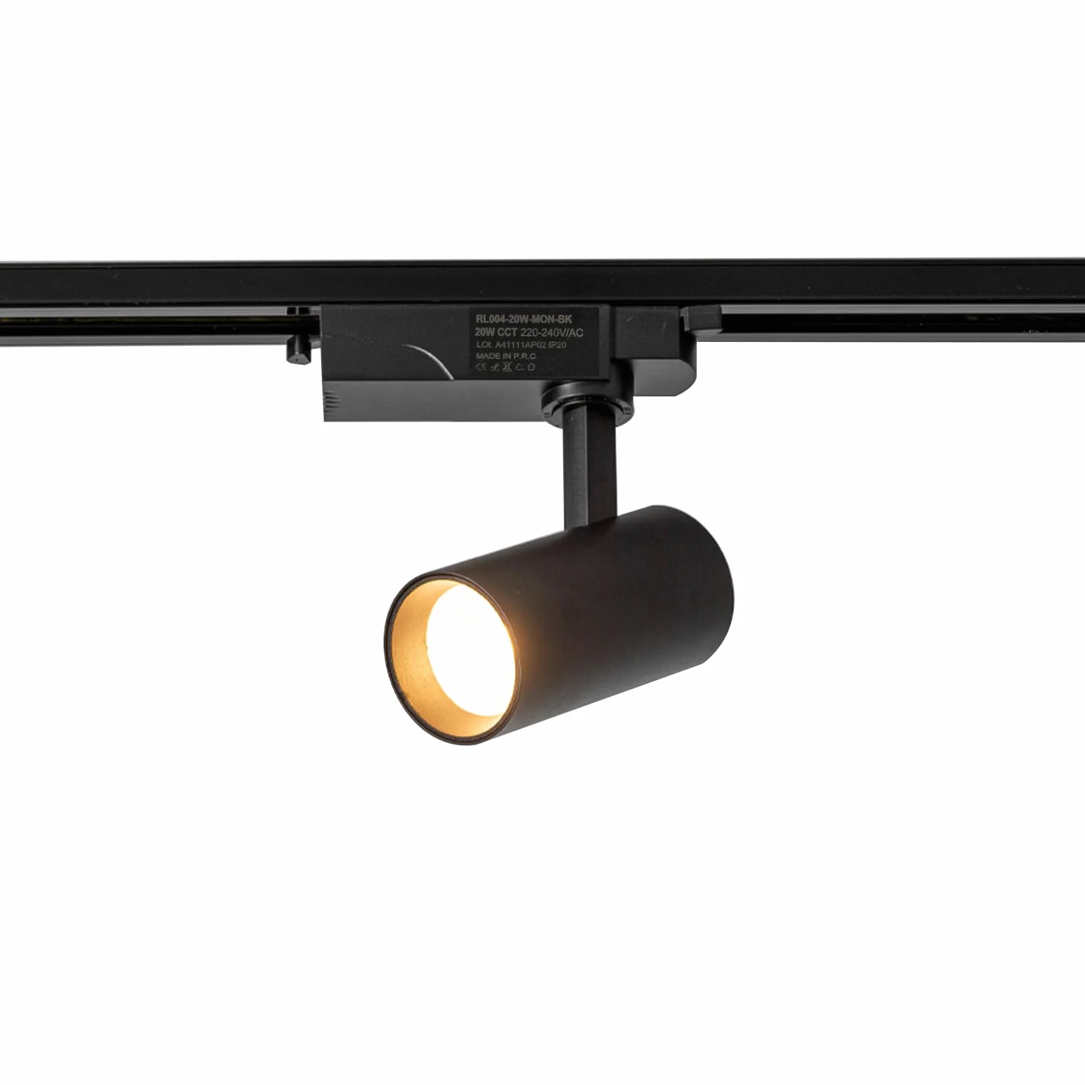 Alpinaluz Foco LED carril monofásico 20W CCT seleccionable 2700K-4000K-6000K CRI90 2000lm apertura 40º cabezal orientable IP20