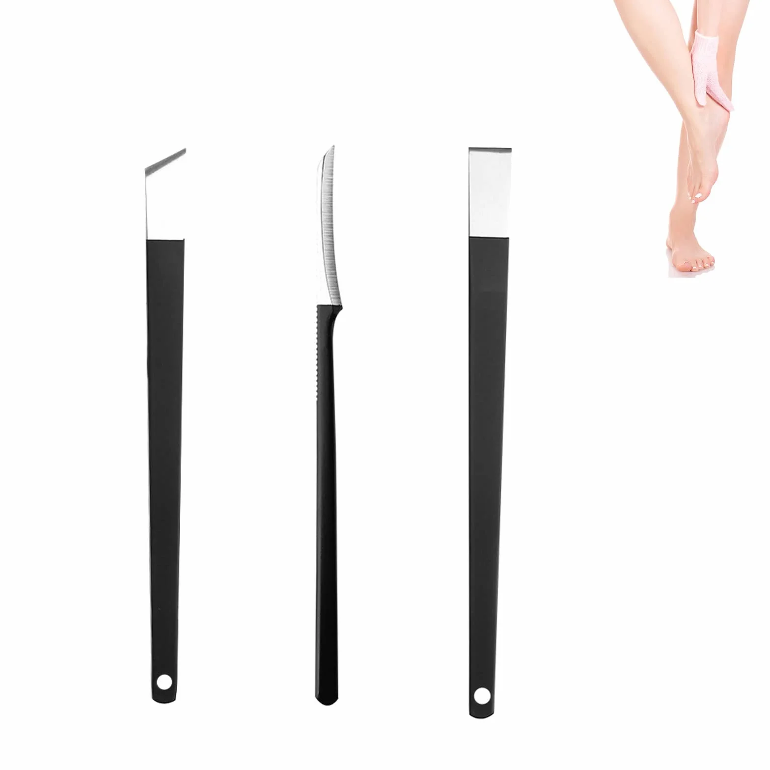 Cuchillo Pedicura Profesional Acero Inoxidable Cortacallos Pies 3PCS