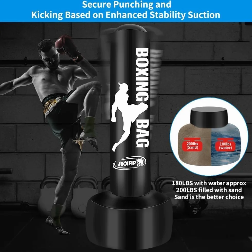 180cm Pesado Saco de Boxeo Adultos, Freestanding Saco de Boxeo Inflable Kickboxing Bolsa para Entrenamiento MMA Muay Thai Fitness