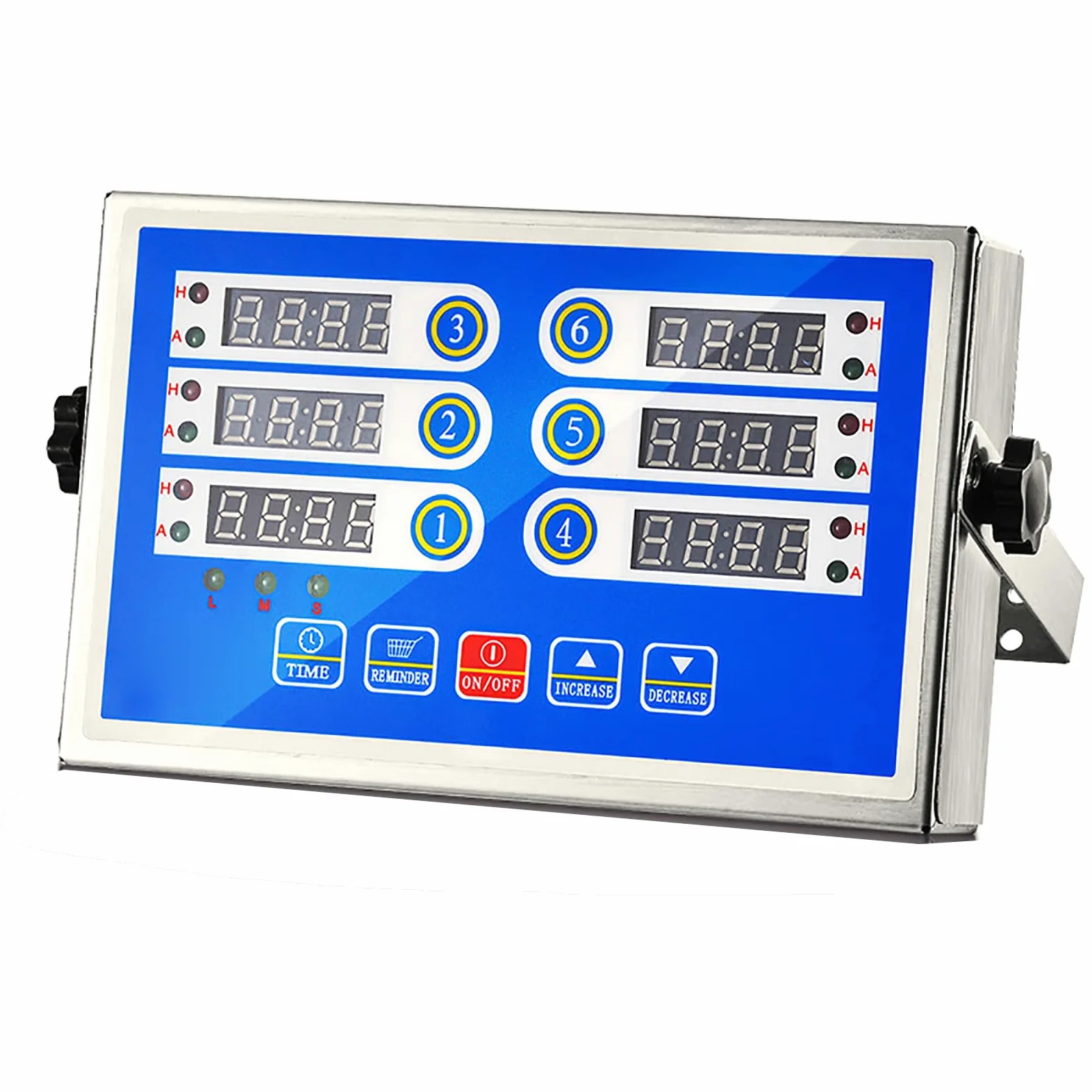 Temporizador de Cocina Comercial, 6 Canales, con Pantalla LED, Volumen y ángulo de Soporte Ajustables, agitación de Cesta de 3 etapas, Ajuste de Tiempo Inteligente.