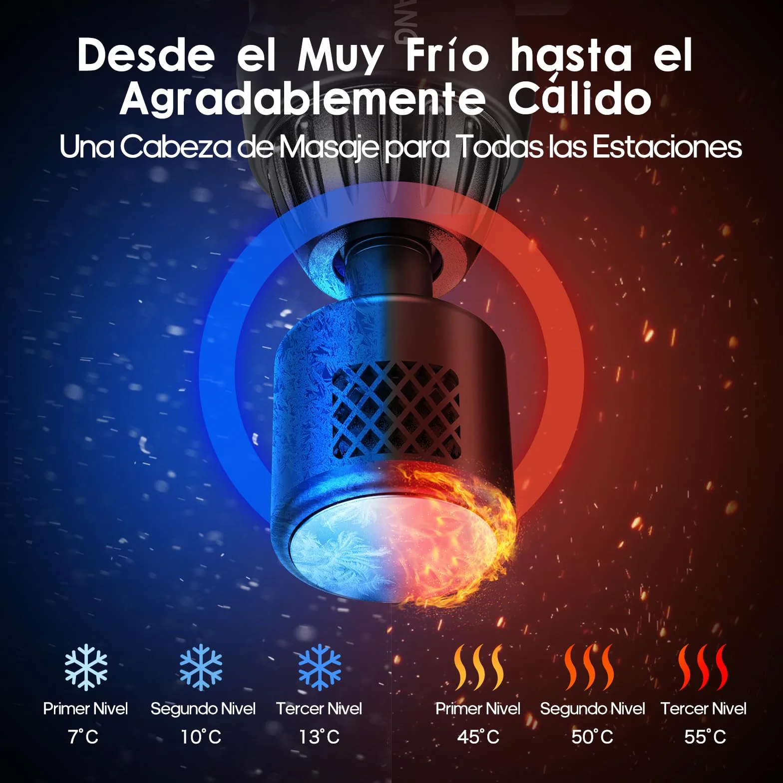 AERLANG Pistola de Masaje Muscular con Frío y Calor, Masajeador de Tejido Profundo, 7 Cabezales