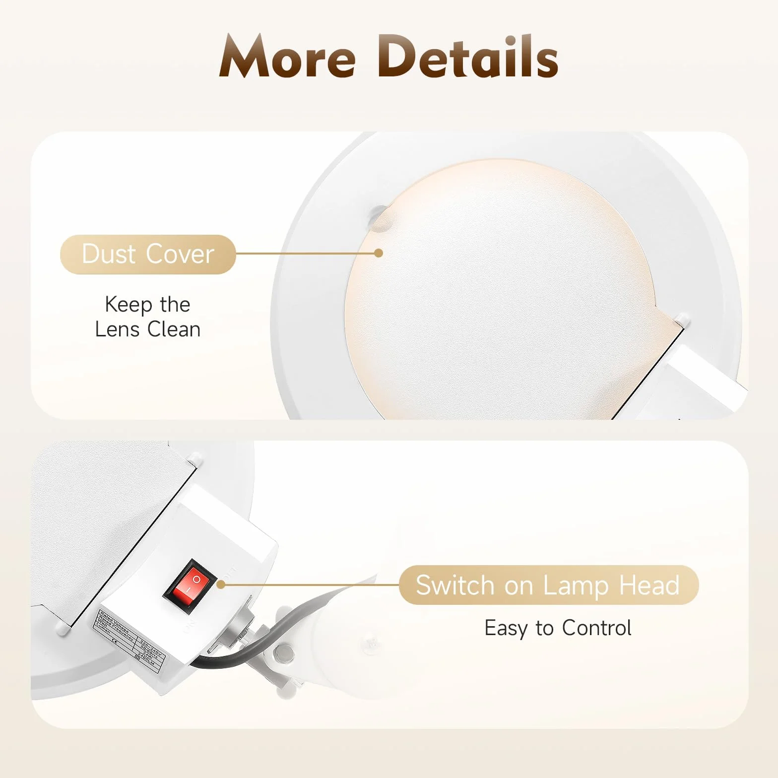 Lámpara LED con lupa 125 mm 5 dioptrías de pie trípode blanco
