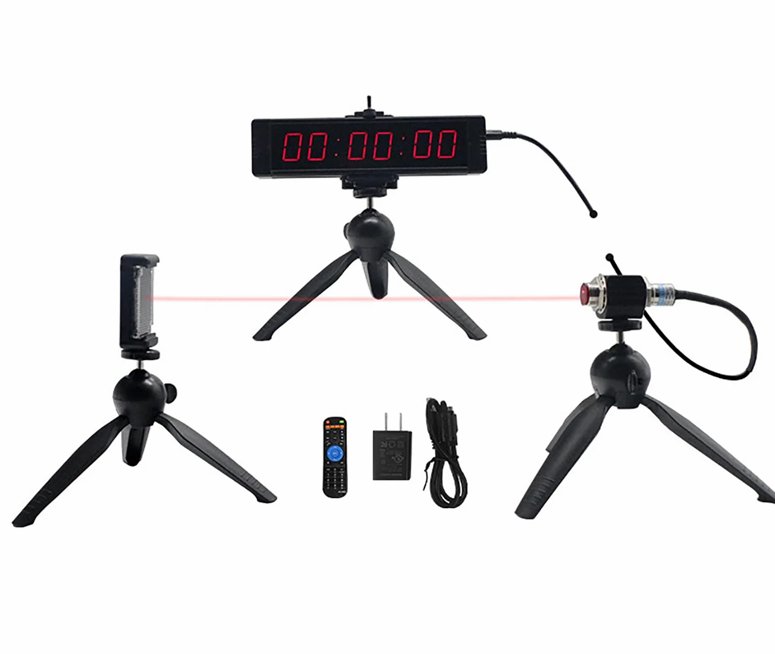 Reloj de carrera deportivo con cronómetro LED, cronómetro de pista, temporizador de cuenta regresiva digital, con sensor y soporte, para correr, carreras, carreras de caballos, patinaje sobre ruedas