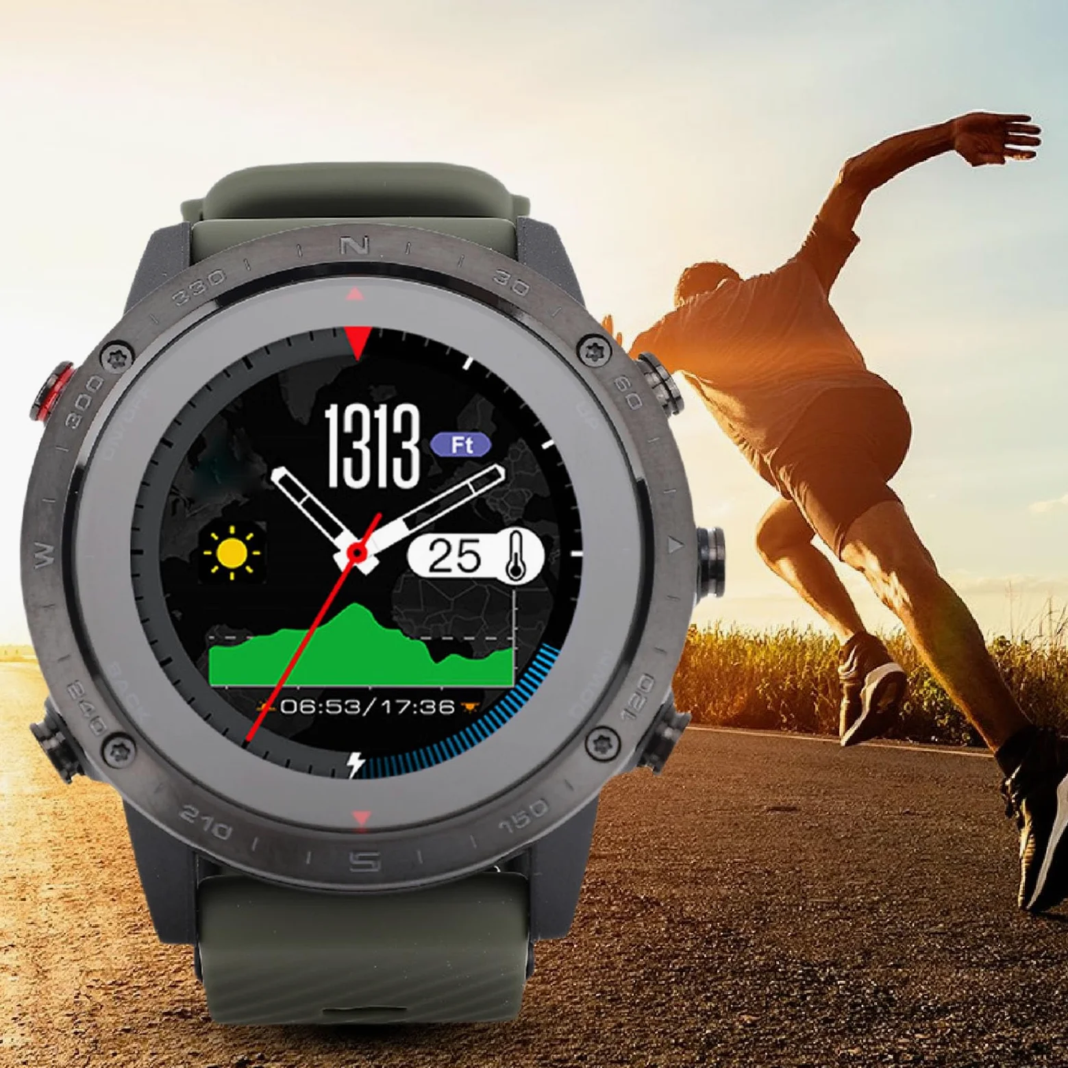 EMUKOEP Reloj de Pulsera Deportivo para Natación, Reloj Inteligente Redondo, de Buceo con Batería de Larga Duración, Función de Recordatorio Impermeable para Actividades Al Aire