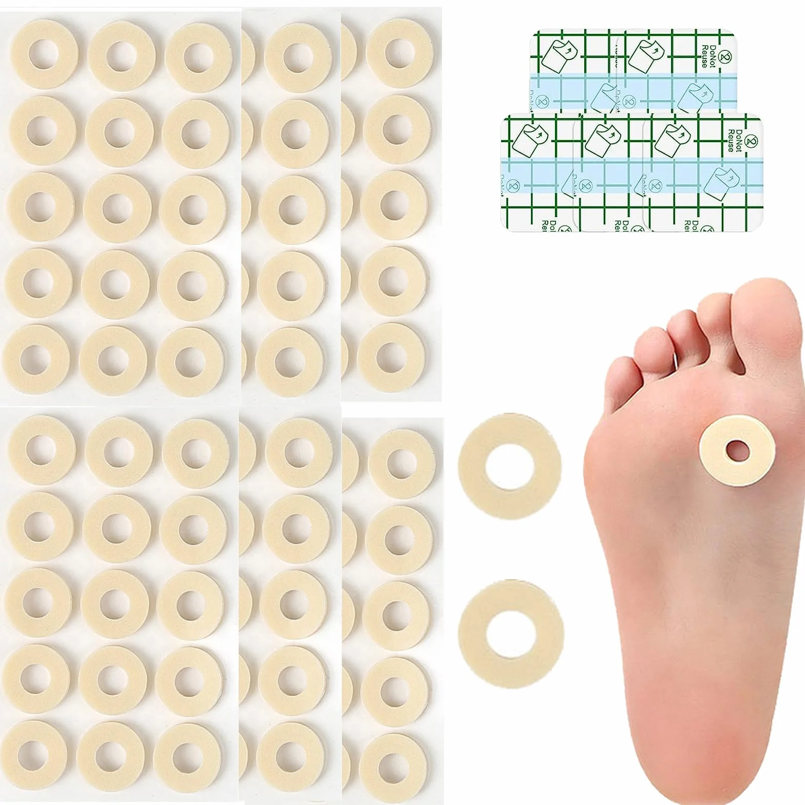 Almohadillas autoadhesivas para callos, 90 cojines de maíz de espuma de látex suave, antifricción, reducen dolor de pies y talón