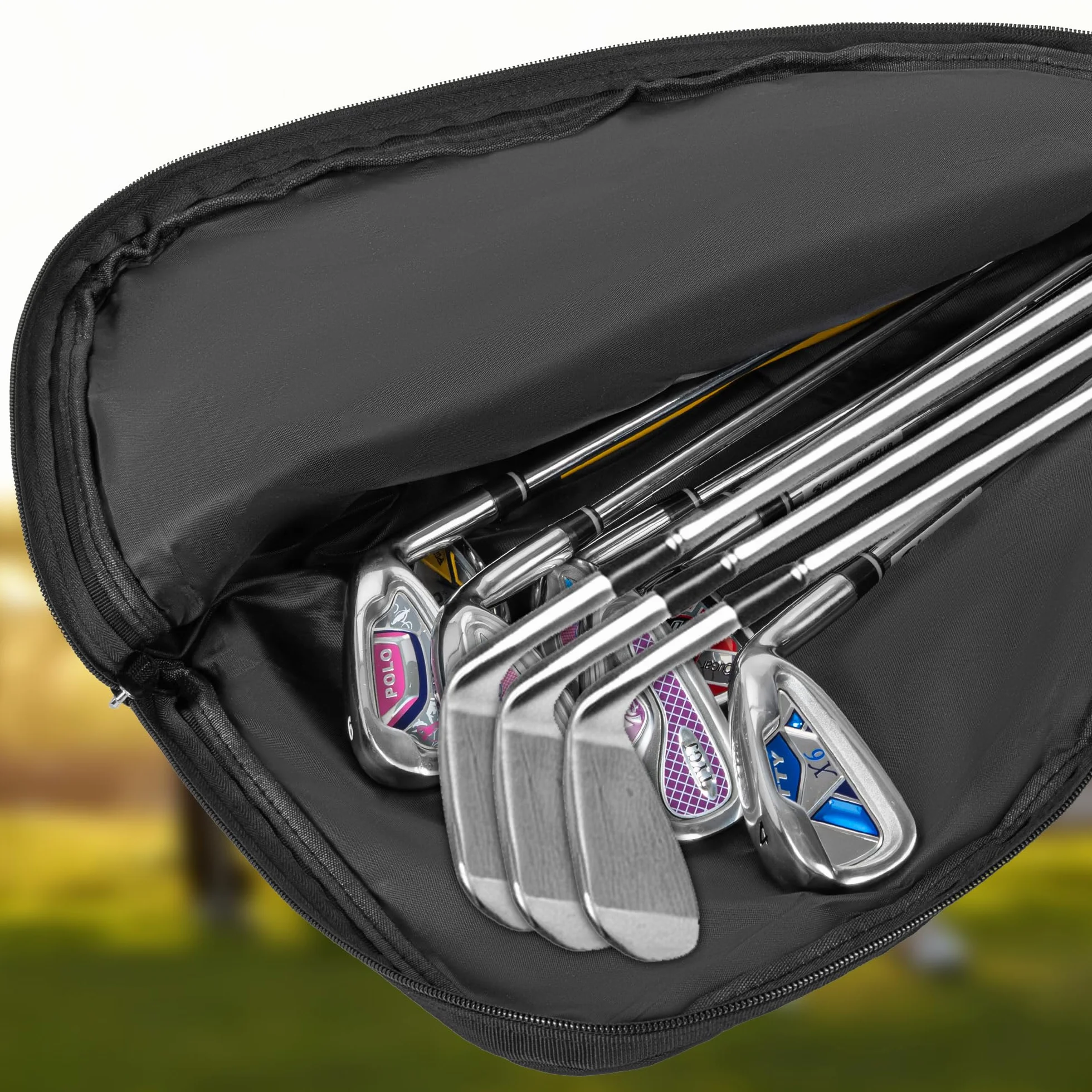 AKOZLIN Bolsa de Transporte de Golf, Paquete de 8 a 10 Bolsas de Viaje, Suave, Plegable, Bolsa de Domingo, Bolsa portátil con Cremallera
