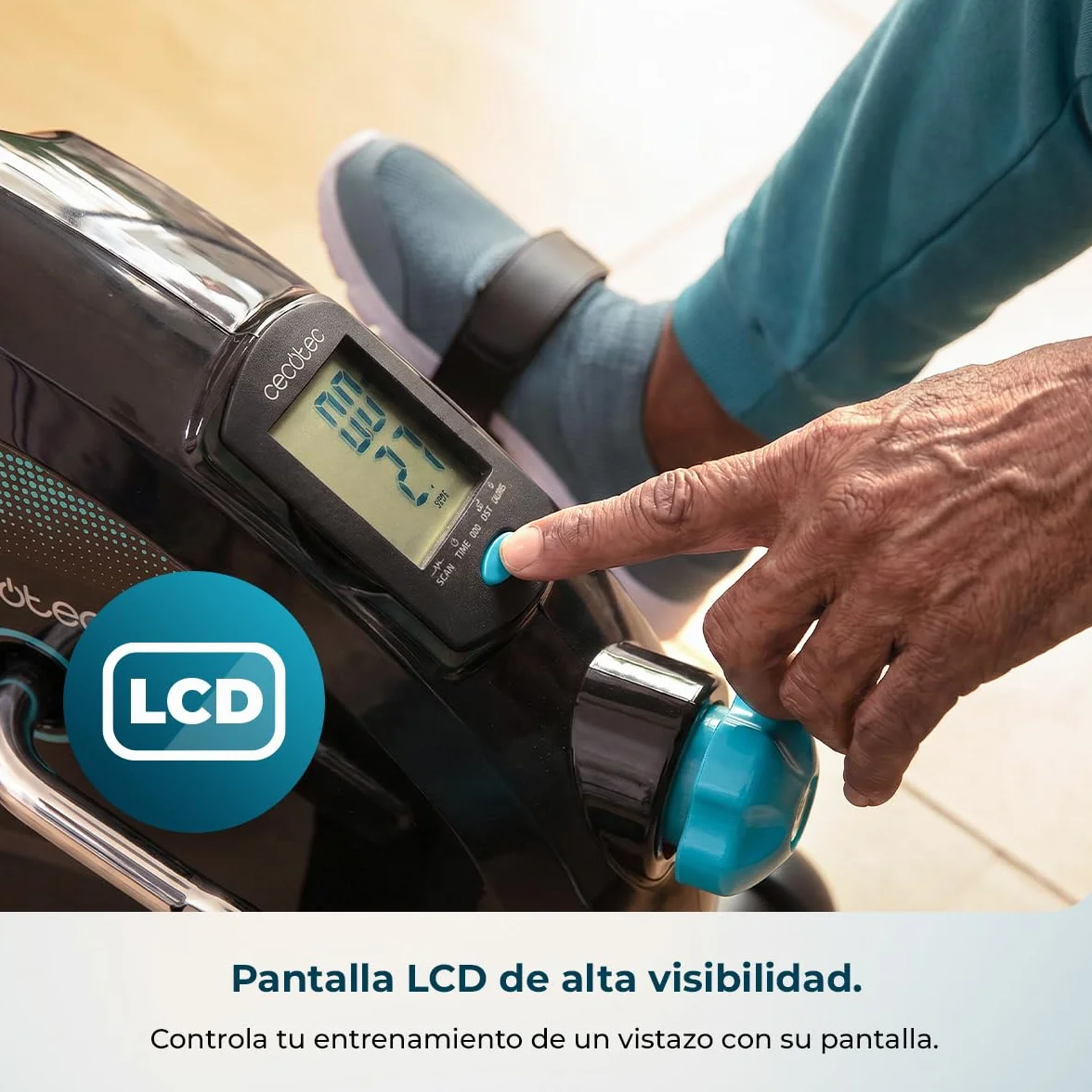 Cecotec Pedales Estáticos Drumfit Cycle Compact Neo. Compacto, Niveles de Resistencia Regulables Manualmente, Funcionamiento Sencillo e Intuitivo, Pantalla LCD, Peso Máximo 100 Kg