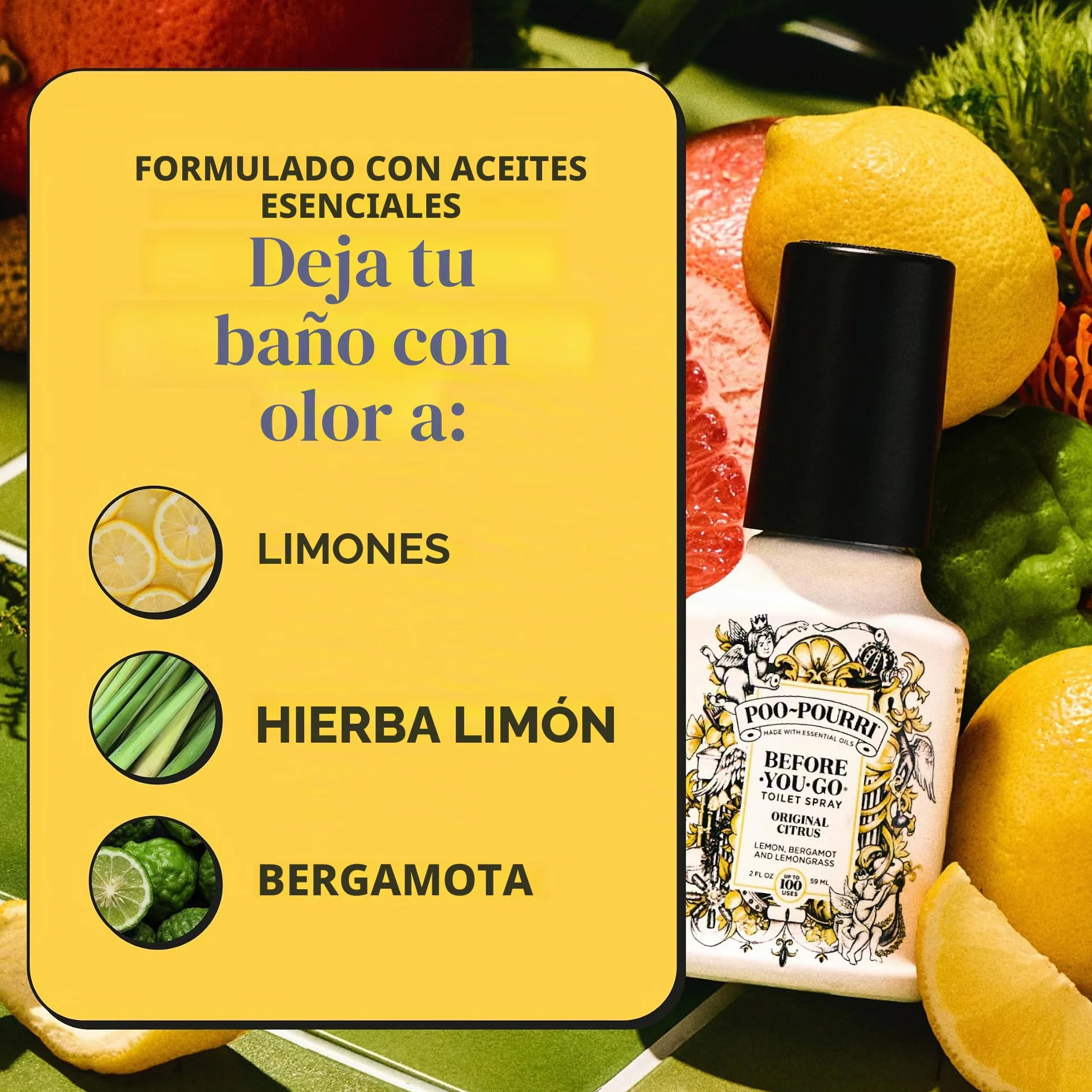Poo-Pourri Before-You-go Spray De Inodoro 100% Natural Aceites Esenciales Original Citrus 59 ml