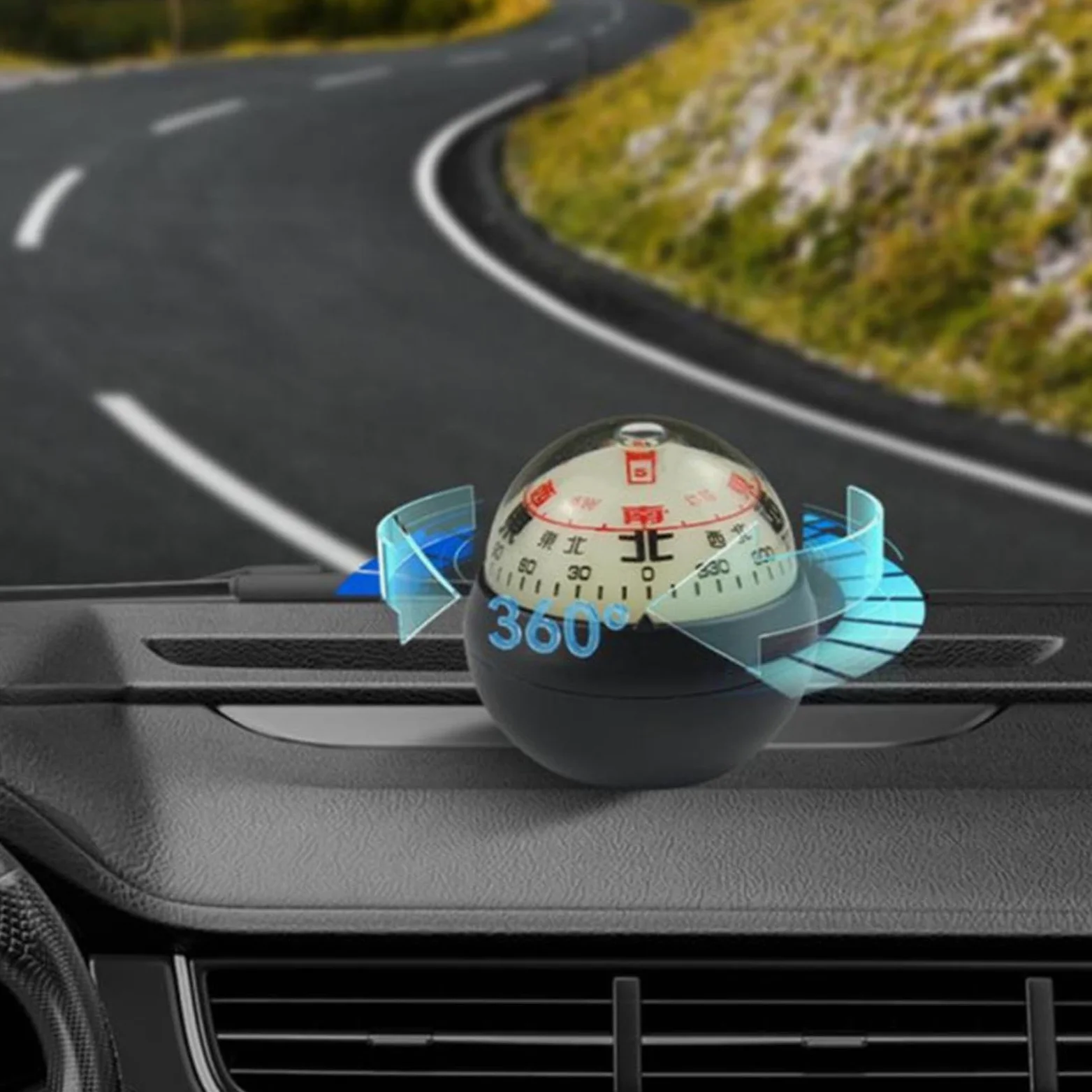 Brújula Esférica para Salpicadero De Coche Doble con Diseño Luminoso | Brújula De Bola Para Salpicadero Para Coches Barcos Navegación Exterior Senderismo Orientación Encontrar