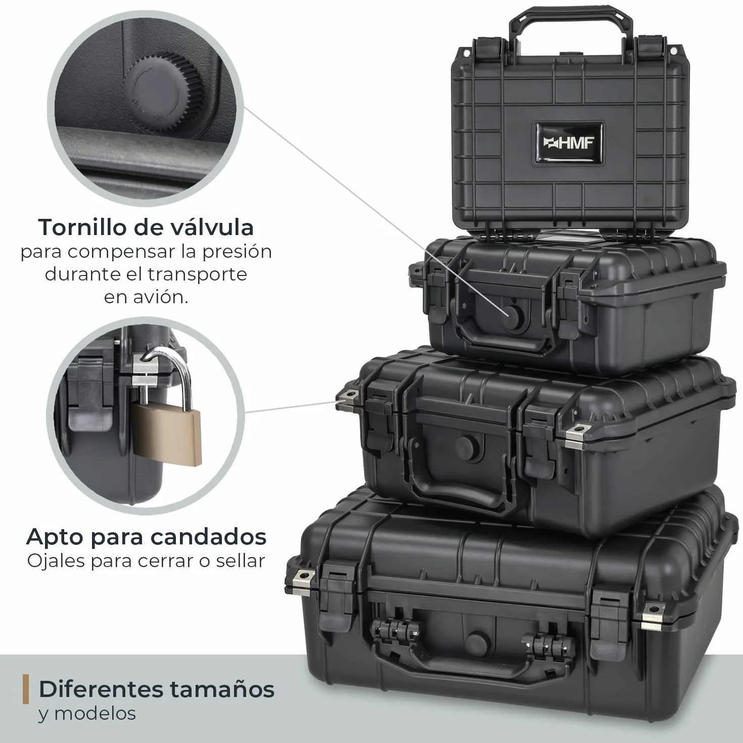 HMF Maletín Fotográfico Exterior Estuche Transporte Espuma Troquelada 34 x 29,5 x 15,5 cm