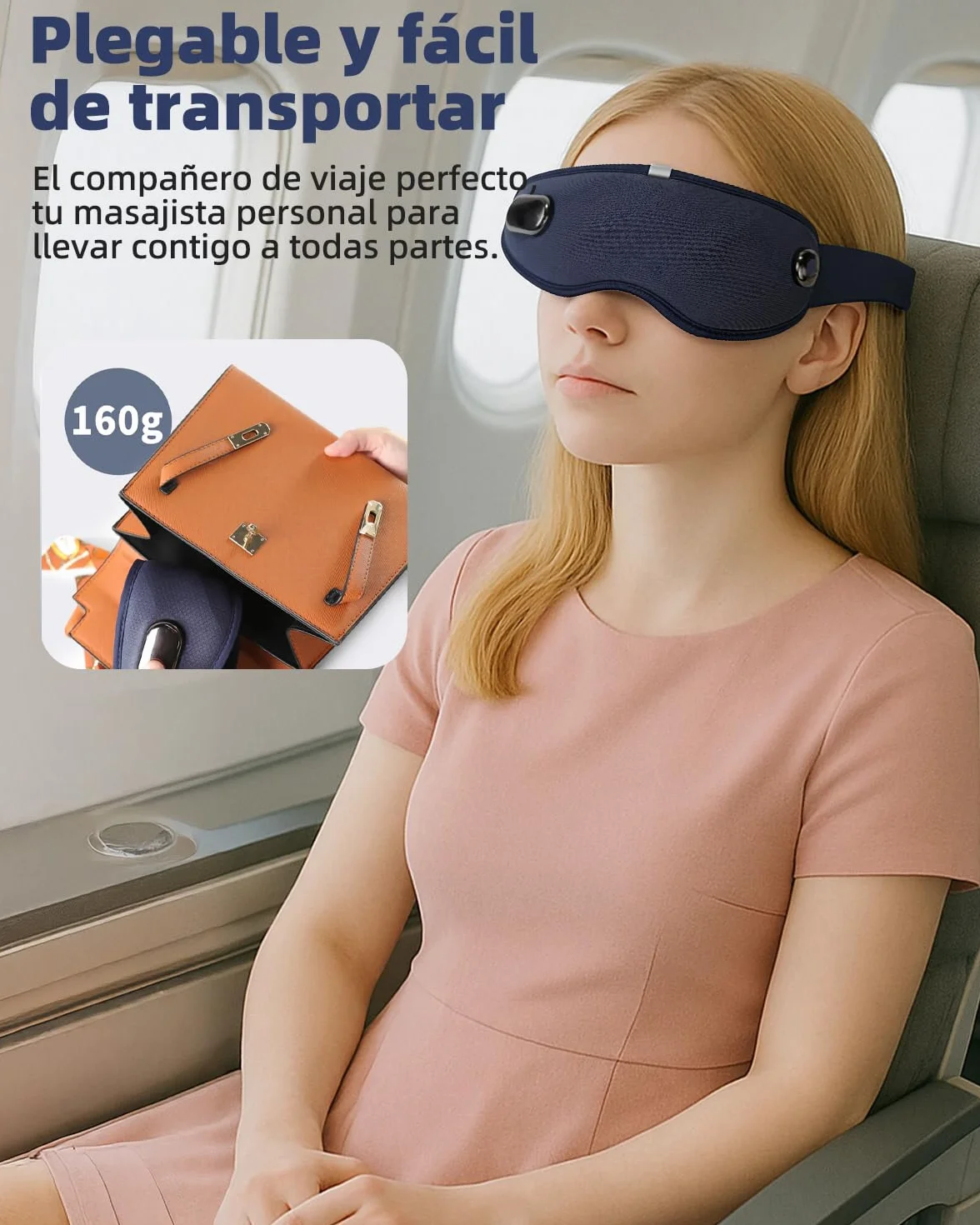 Masajeador Ocular Eléctrico con Calor y Vibración, Plegable 6 Modos