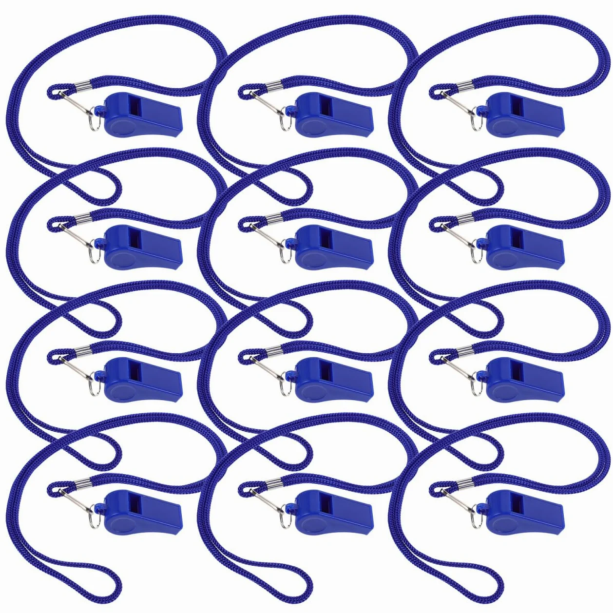 VICASKY - Silbatos de supervivencia potentes de plástico azul con cordón silbatos de emergencia para senderismo, camping, fútbol y actividades deportivas al aire libre