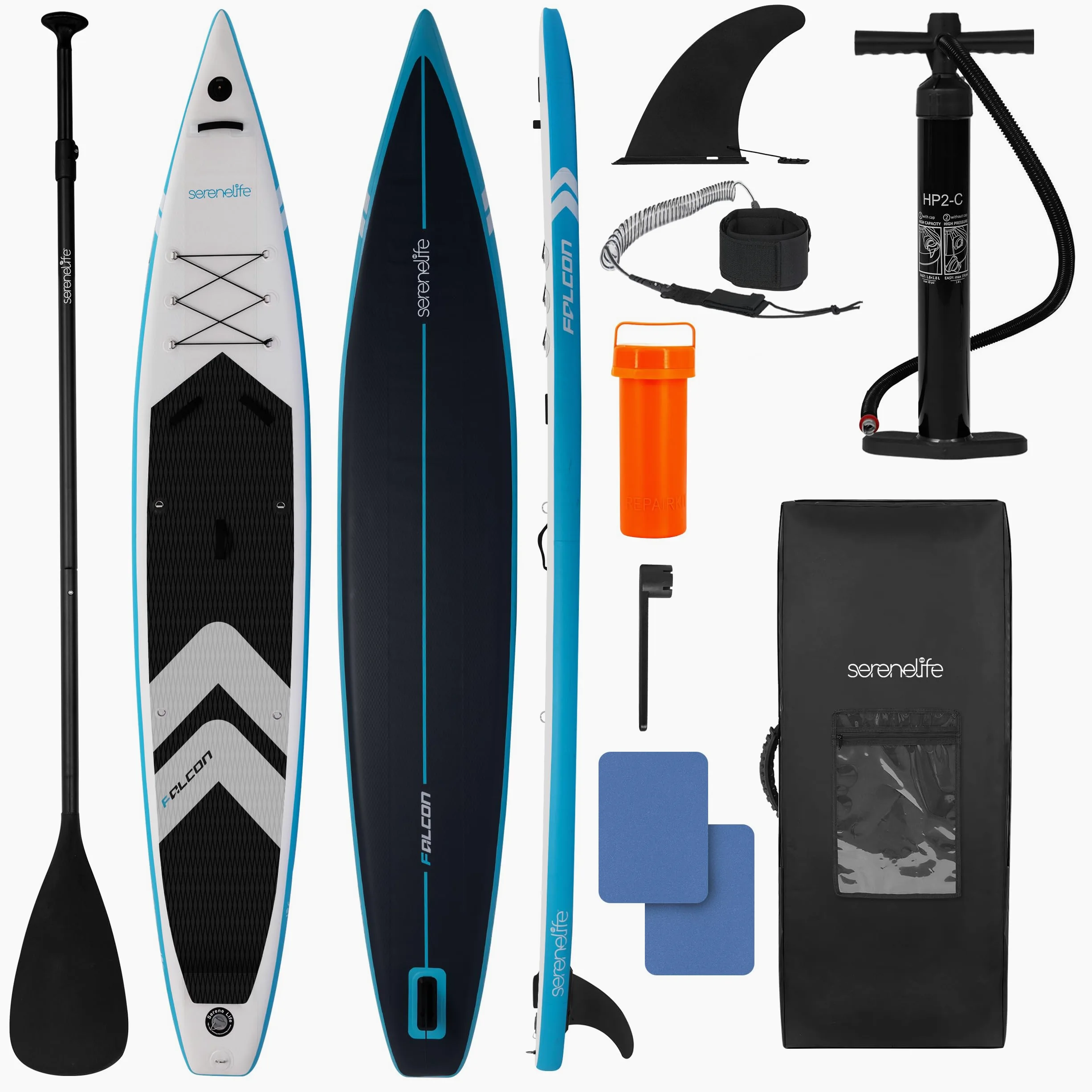 SereneLife Tabla Paddle Surf Hinchable, con Ventana, Paddle Board, Diseño Estable, Almohadilla de Cubierta EVA Antideslizante, Accesorios Premium para Sup, Soporte para GoPro, Capacidad de 158.7kgs