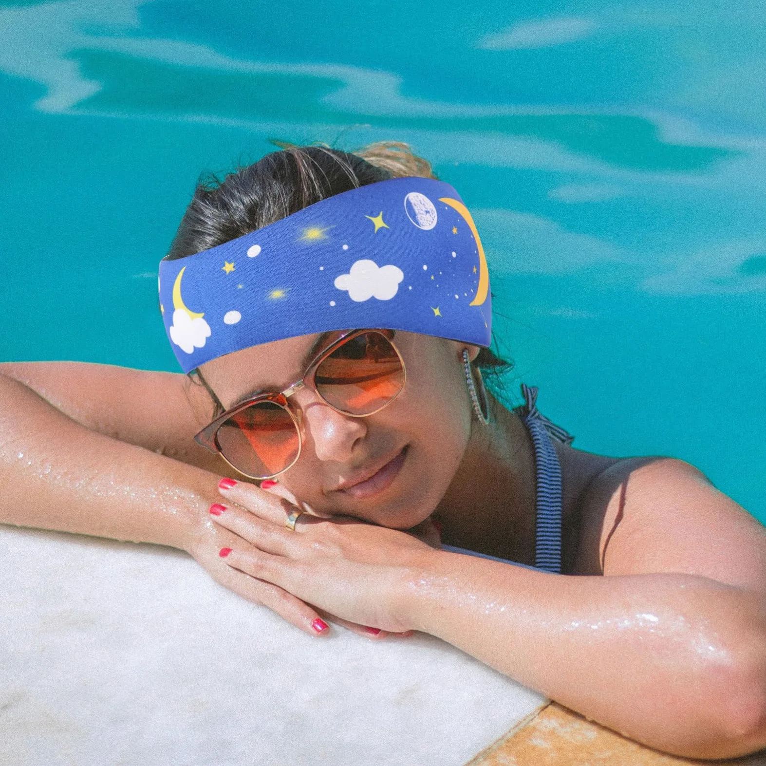 BESPORTBLE Diadema De Natación Banda para El Cabello De Natación Nadar Gorro Natacion Gorro De Piscina Bandas para La Cabeza De Natación Diadema De Baño Neopreno Blue