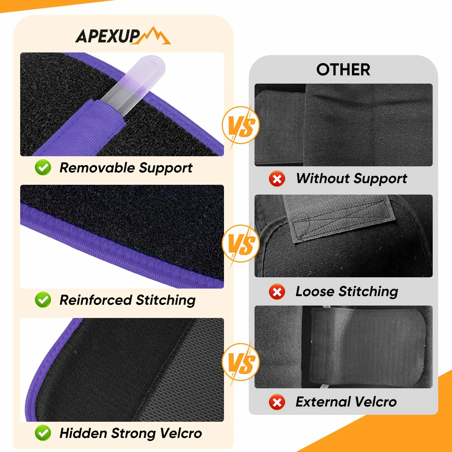 APEXUP - Entrenador de cintura para mujer, grasa del vientre inferior, banda de sudor para hombres, envoltura de estómago, recortador de cintura con soporte lumbar extraíble