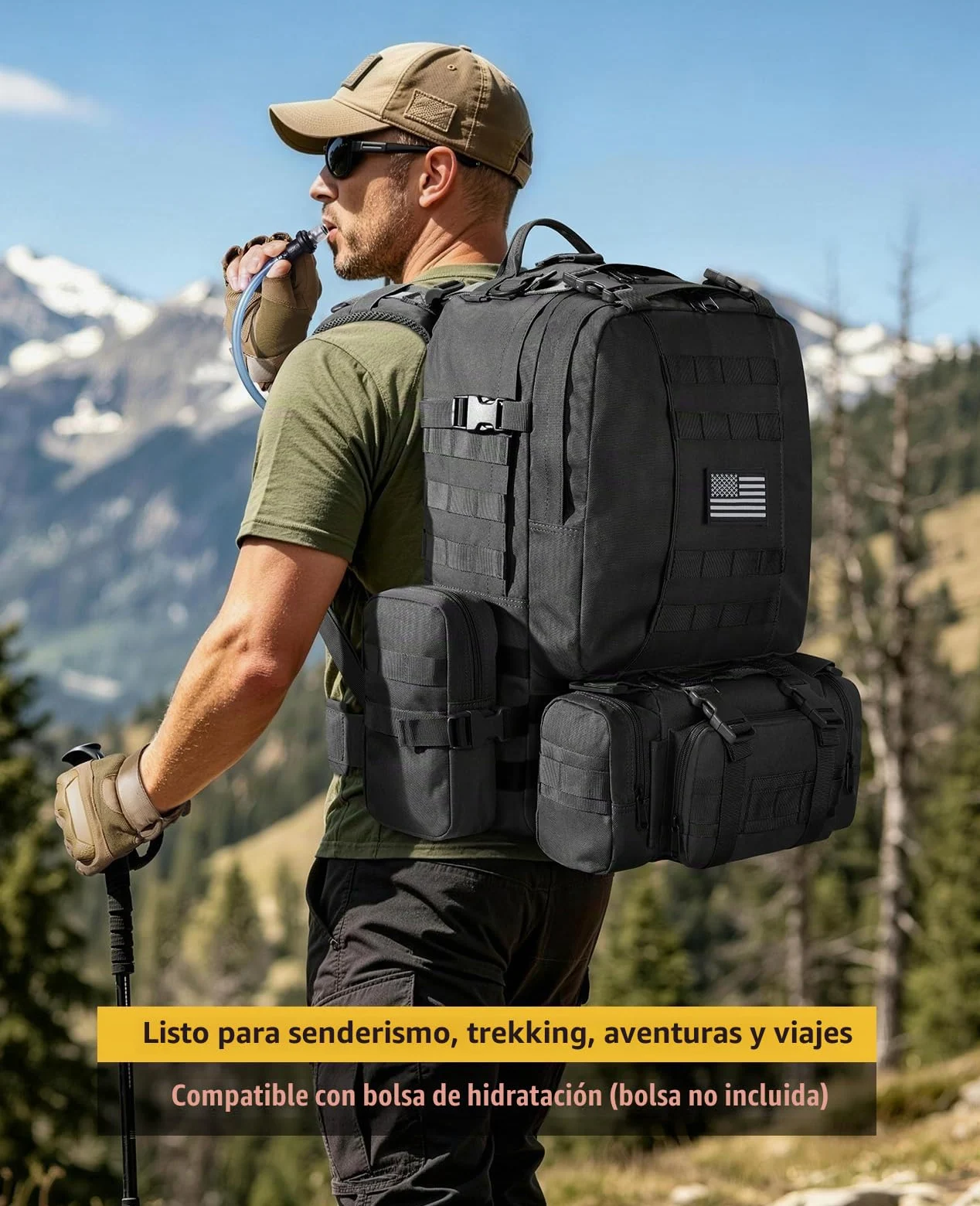 CVLIFE - Mochila táctica militar militar de 60 litros, paquete de asalto grande, bolsa Molle desmontable