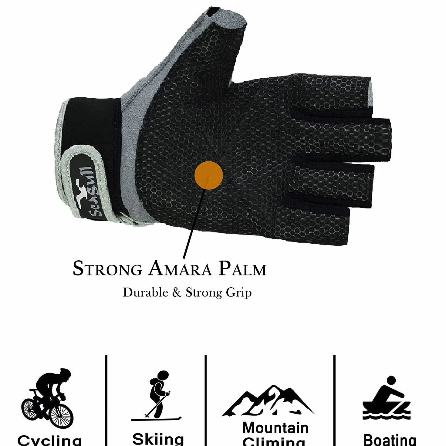 Seagull Sticky Palm - Guantes de vela para yate, barco, dedo fuerte de corte amara, talla L