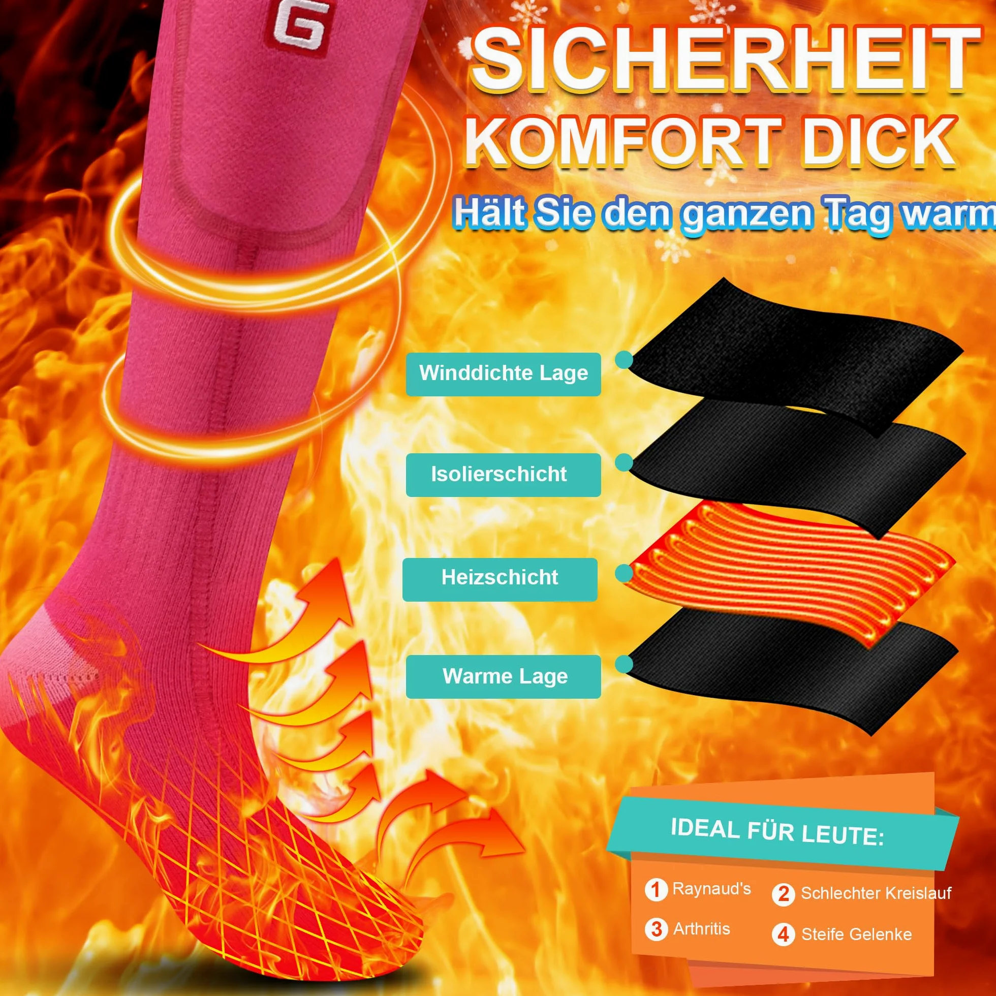 Svpro Calcetines calefactables, calcetines calefactables recargables hombres mujeres batería calefacción calcetines térmicos clima frío calcetines calentados para esquiar al aire libre invierno