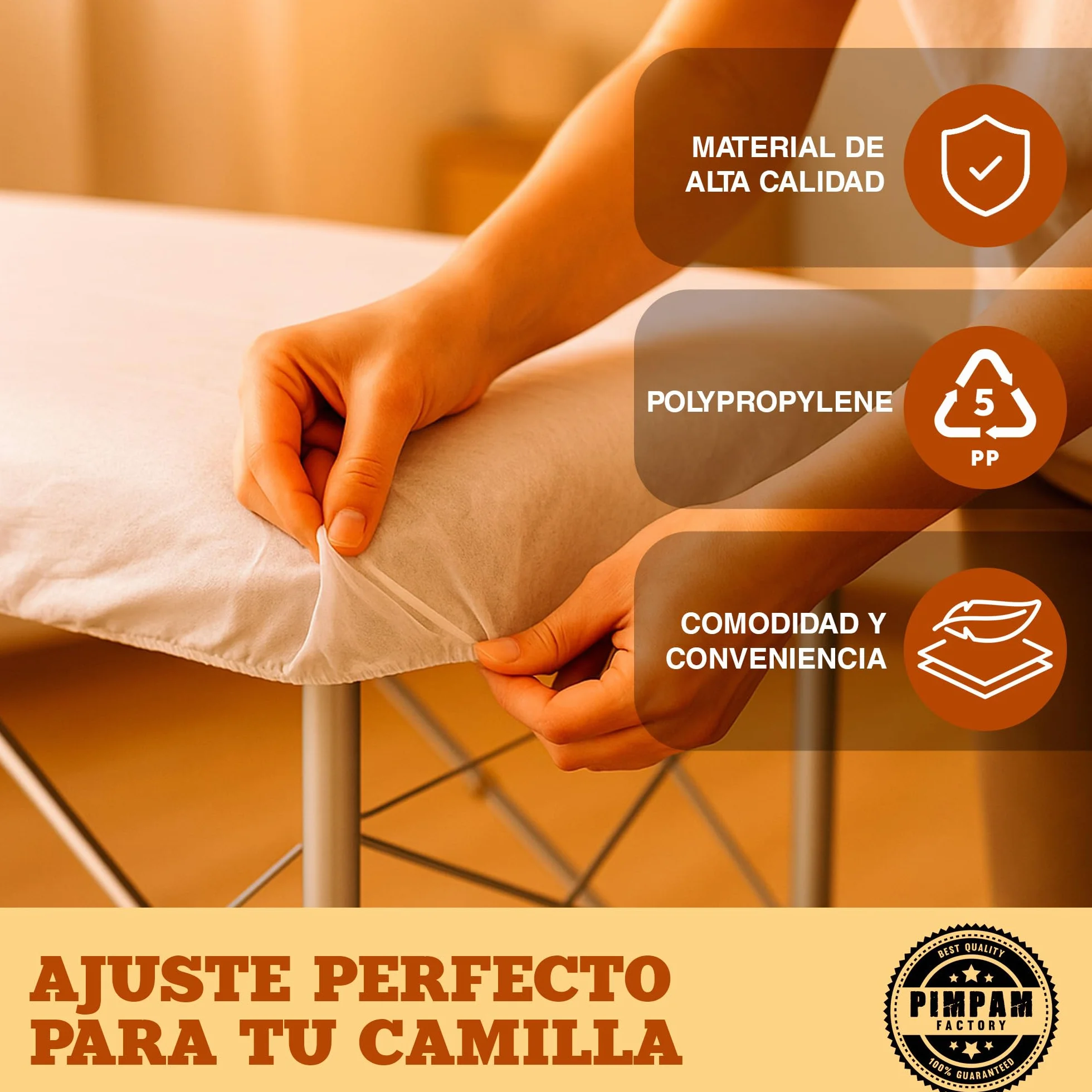 PimPam Factory Sabanas Desechables Camilla Masaje 80x210 cm Pack 25 SMS Hipoalergénico Repelente a Líquidos