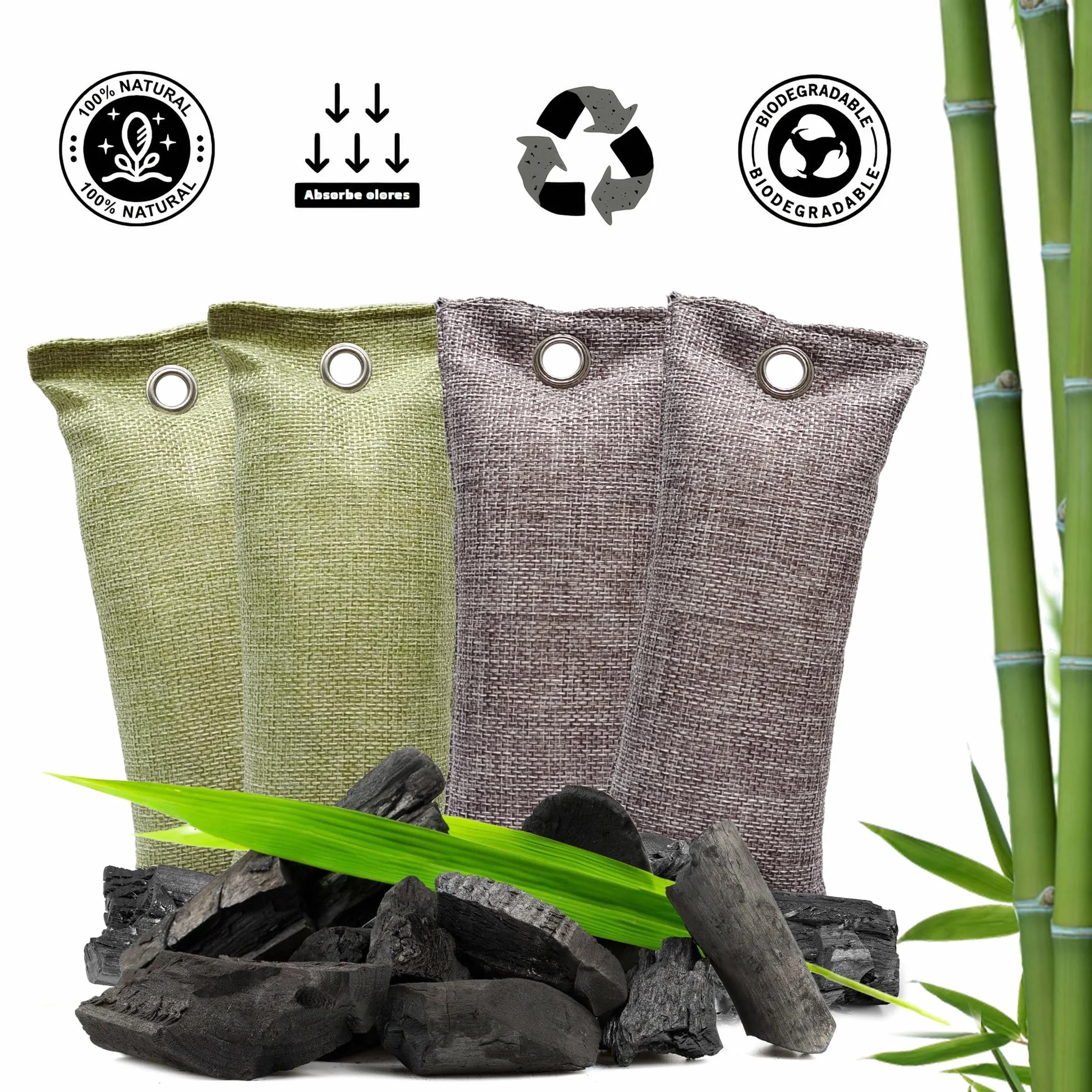 Bolsas de carbón activado 80g neutralizador absorbe olores purificadoras antihumedad armarios nevera ropa