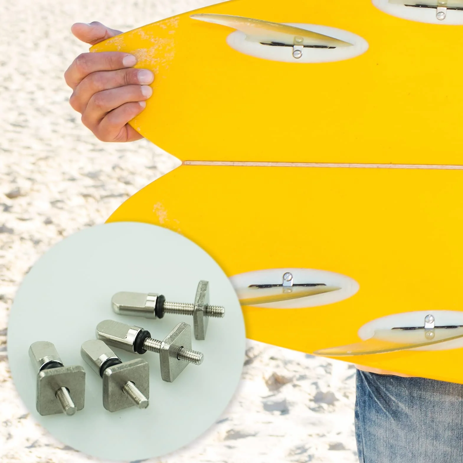 Kit de pernos de aleta de acero inoxidable para tablas de surf, accesorios de repuesto para tabla larga, SUP inflable
