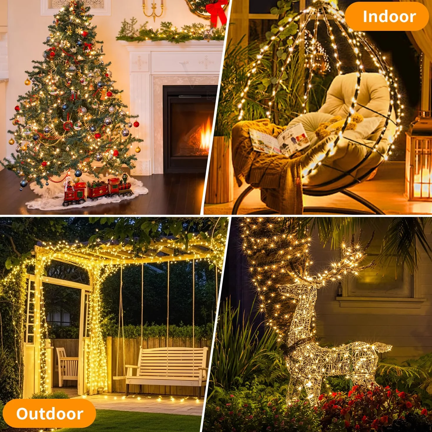 Hoteril Luces Solares Exterior LED 3x17M 150 LED IP65 8 Modos Guirnalda Solar Jardín