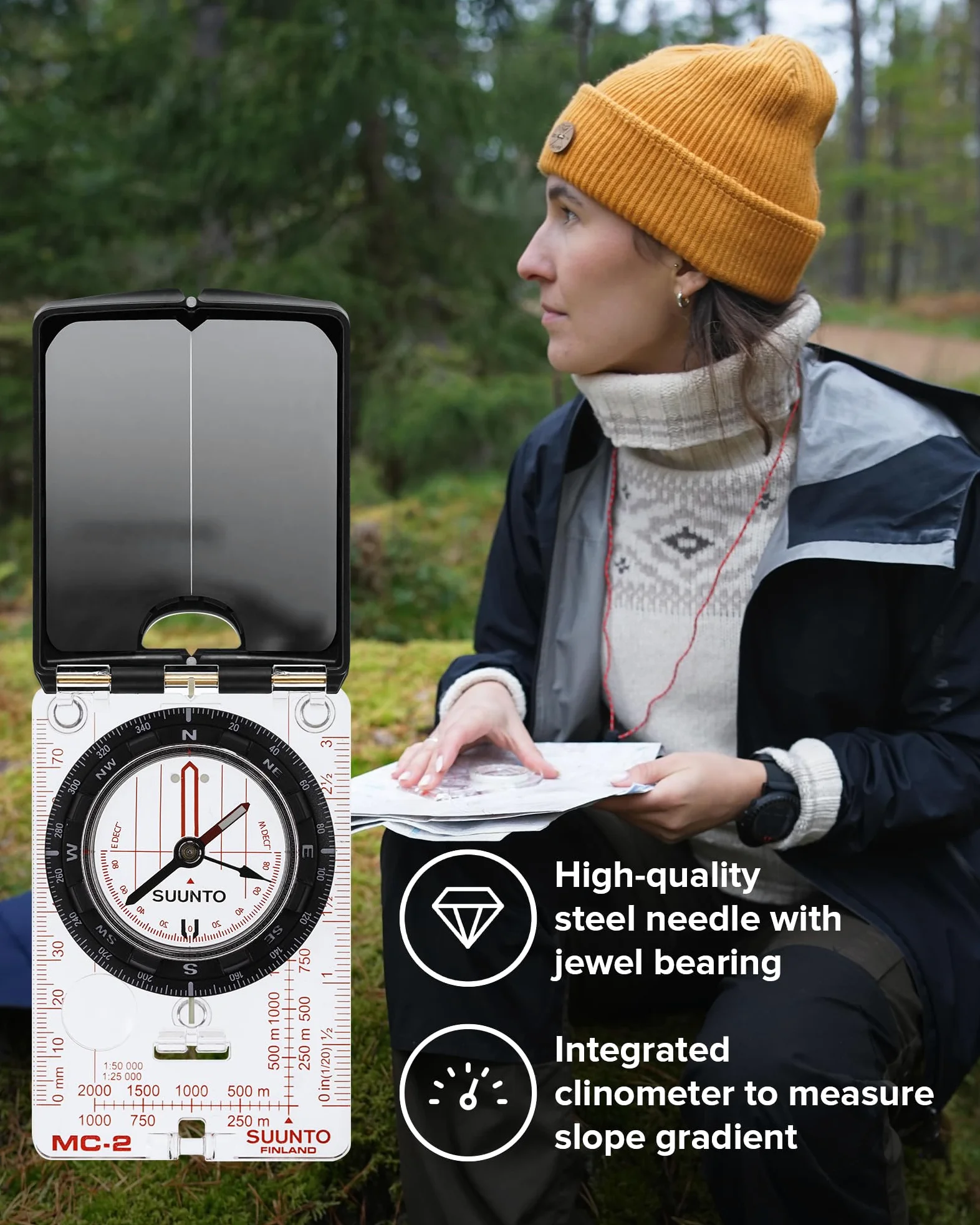 SUUNTO Brújula MC-2: brújula de Primera línea para Profesionales y Excursionistas serios