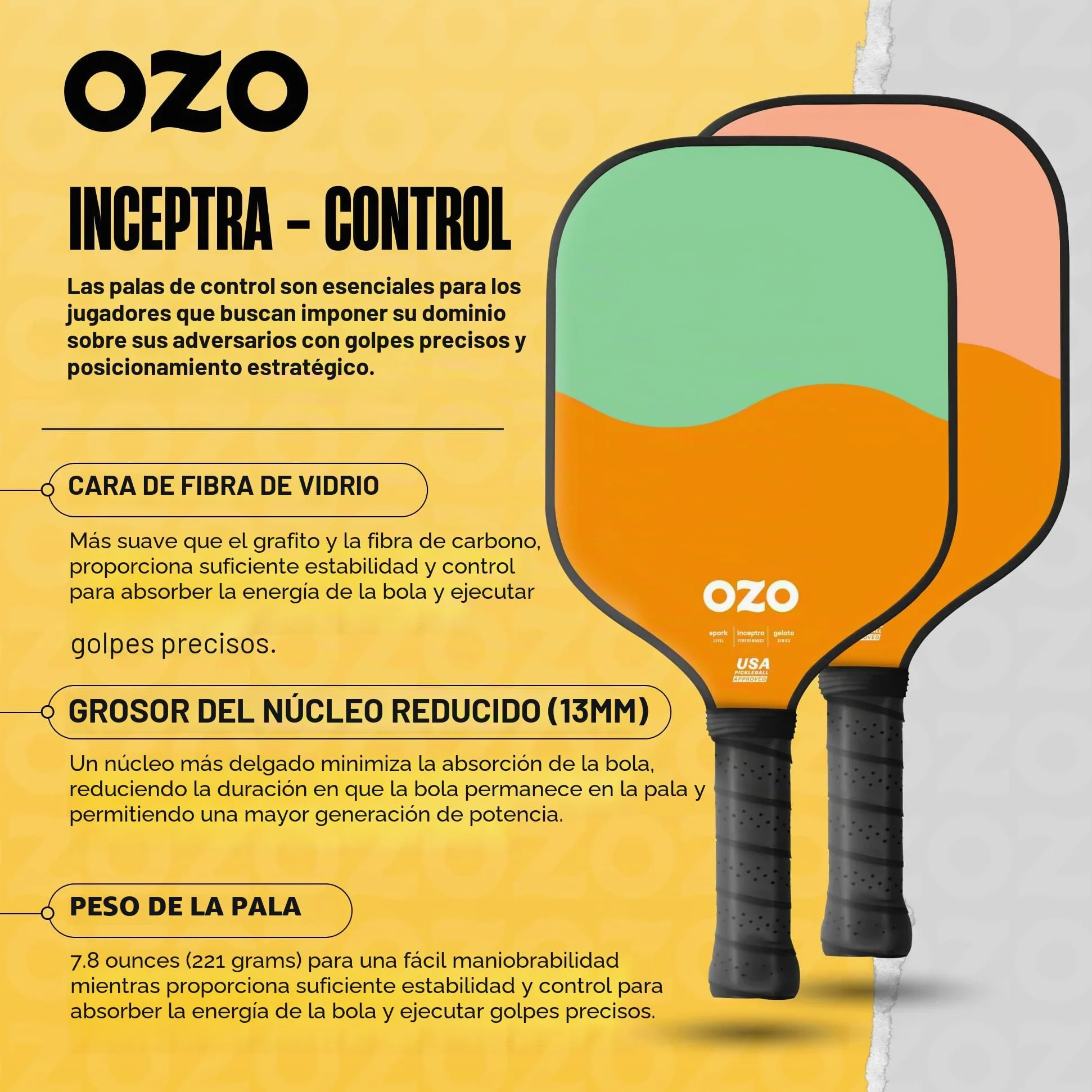 OZO Pickleball - Juego de 2 Palas + 4 Bolas