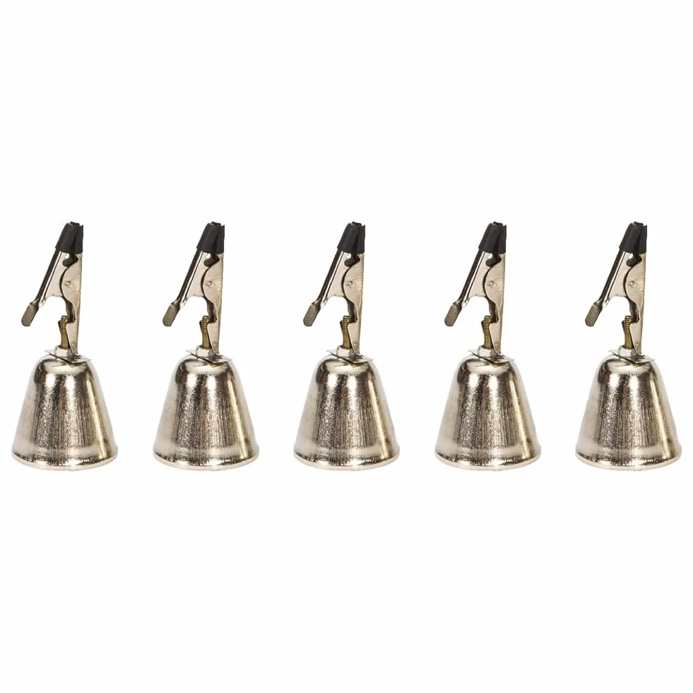 5 campanas de alarma de mordida de pesca, clips de metal para caña, ideal para pesca nocturna con alertas de sonido fuerte (pequeño)