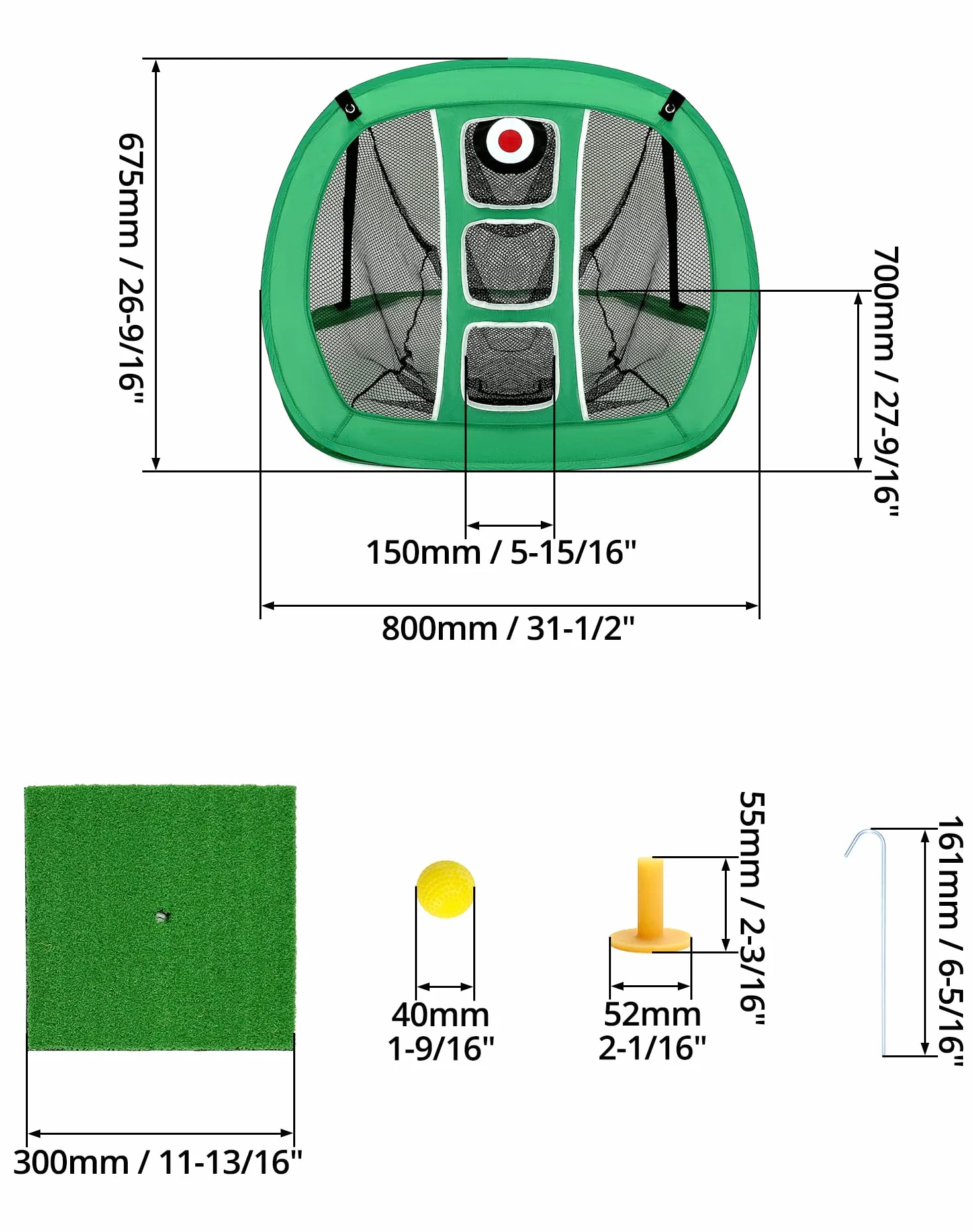 QWORK Red de práctica de golf desplegable con alfombrillas y pelotas de entrenamiento