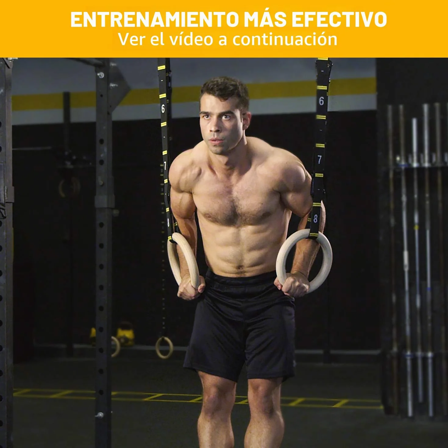 Anillos de Gimnasia de Madera Double Circle con Correas de Ajuste Rápido y Guía de Videos