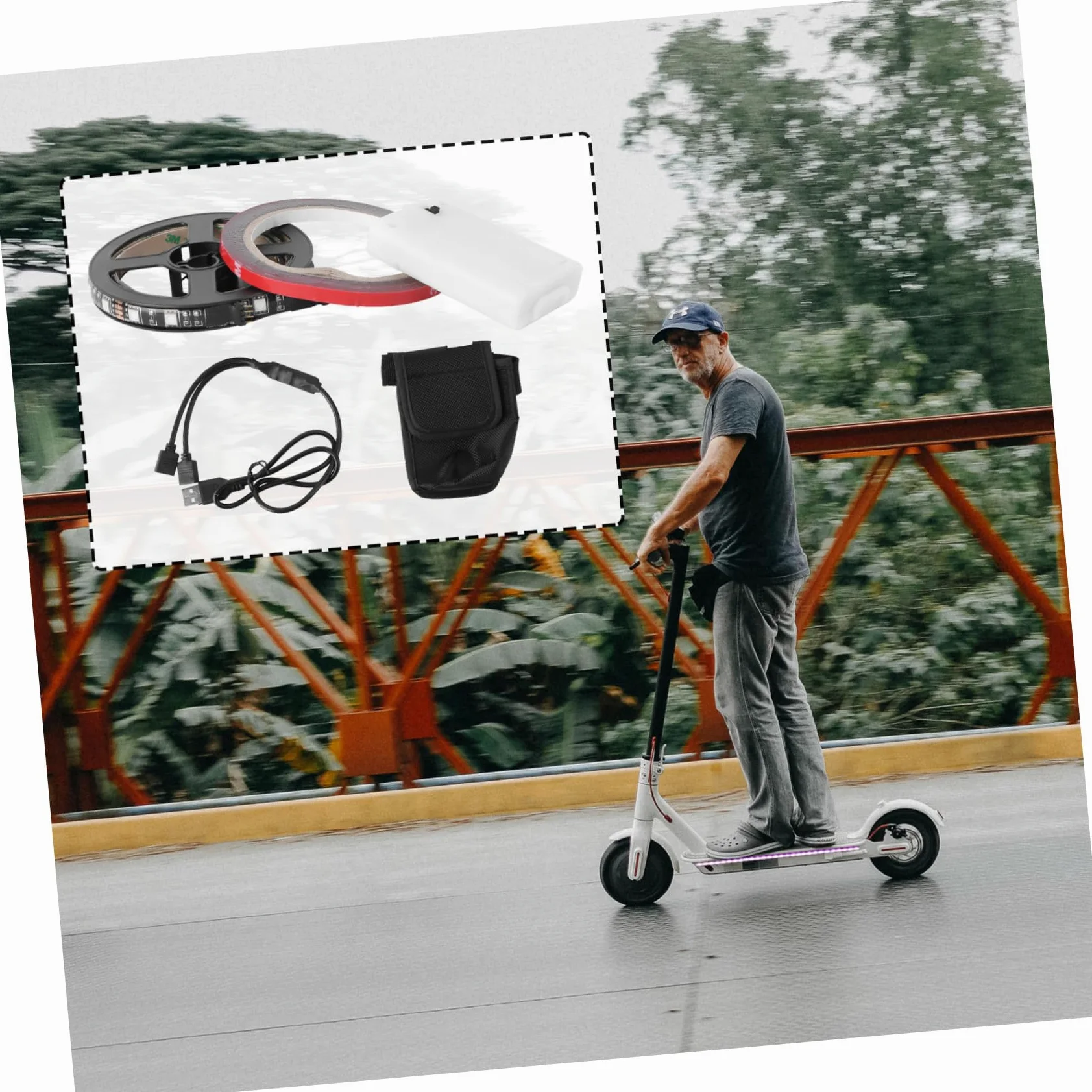 ibasenice Patinete Scooter Accesorios condujo Herramientas eléctricas para Acelerador Ruedas Luces de Skate Tira de Luces LED para patineta eléctrica Tira de luz Epoxy Black