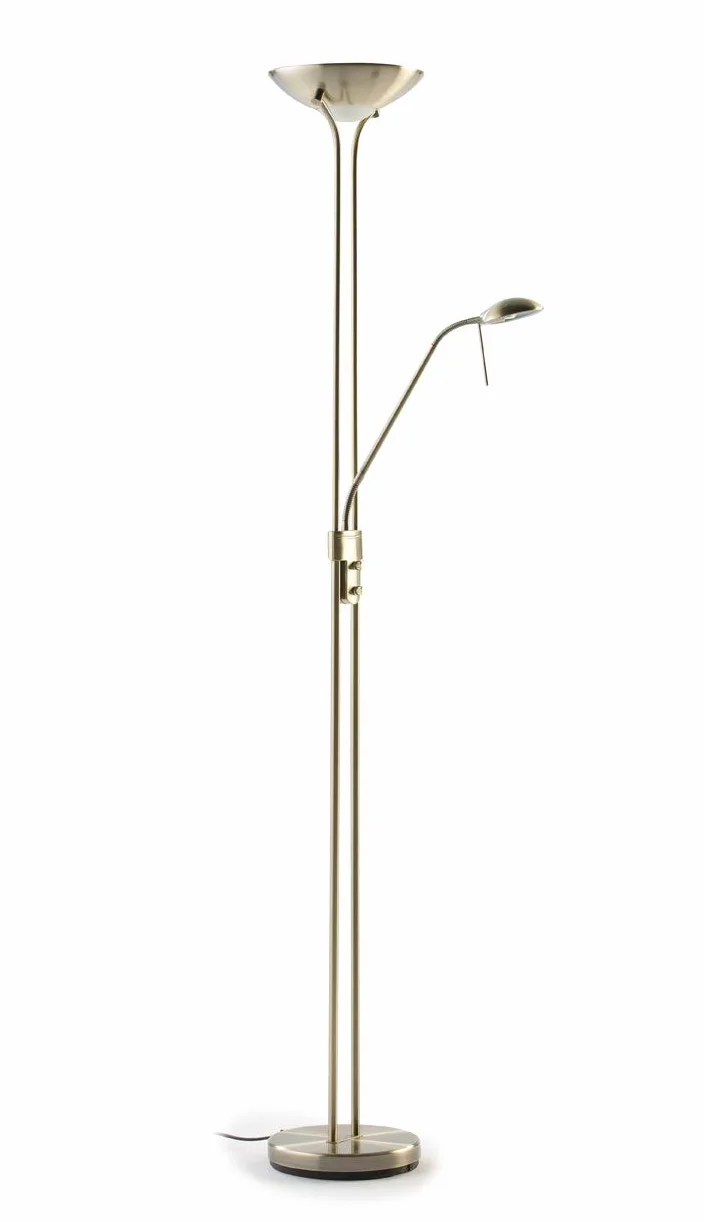 Lámpara pie salón LED SMD metal oro viejo 17W 3000K 1600lm H180cm Ancho 50cm IP20