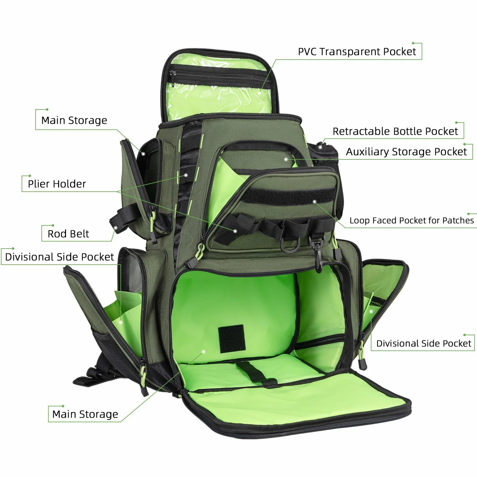 Seaknight Bolsa de Pesca SK004 Mochila Multifuncional Impermeable con Caja de señuelos Mochila de Almacenamiento para Acampar al Aire Libre Senderismo