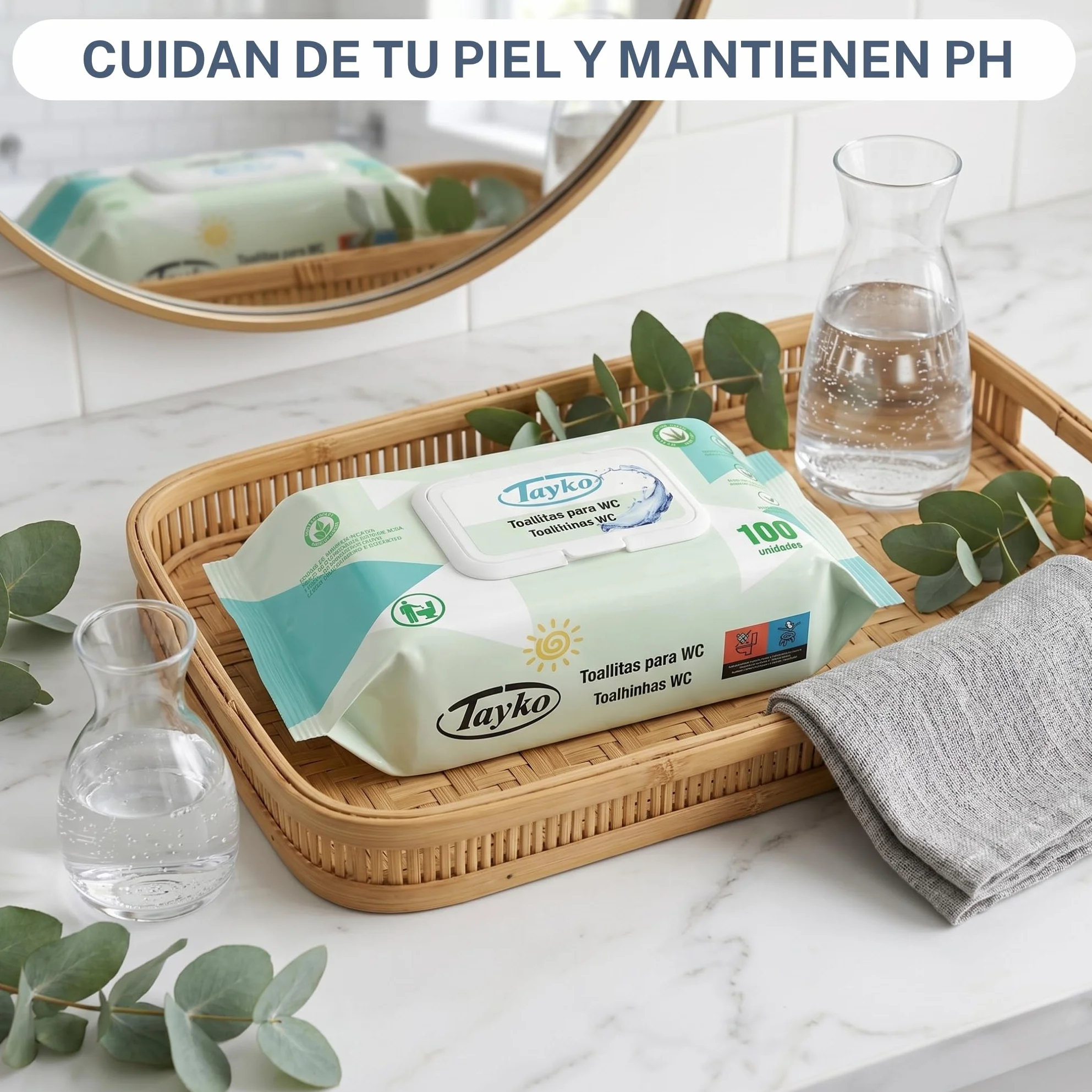 Tayko Toallitas Papel Higiénico Húmedo Aloe Vera 600 toallitas con Tapa Rígida Biodegradables