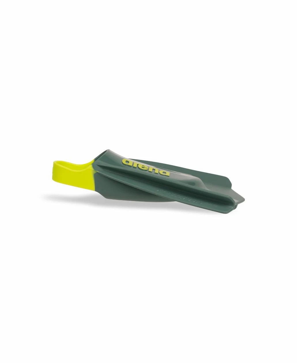 Arena Powerfin Pro II Aletas de entrenamiento de natación unisex para adultos, aletas de hoja corta de silicona, pies personalizados, Verde oscuro/amarillo, 36/37