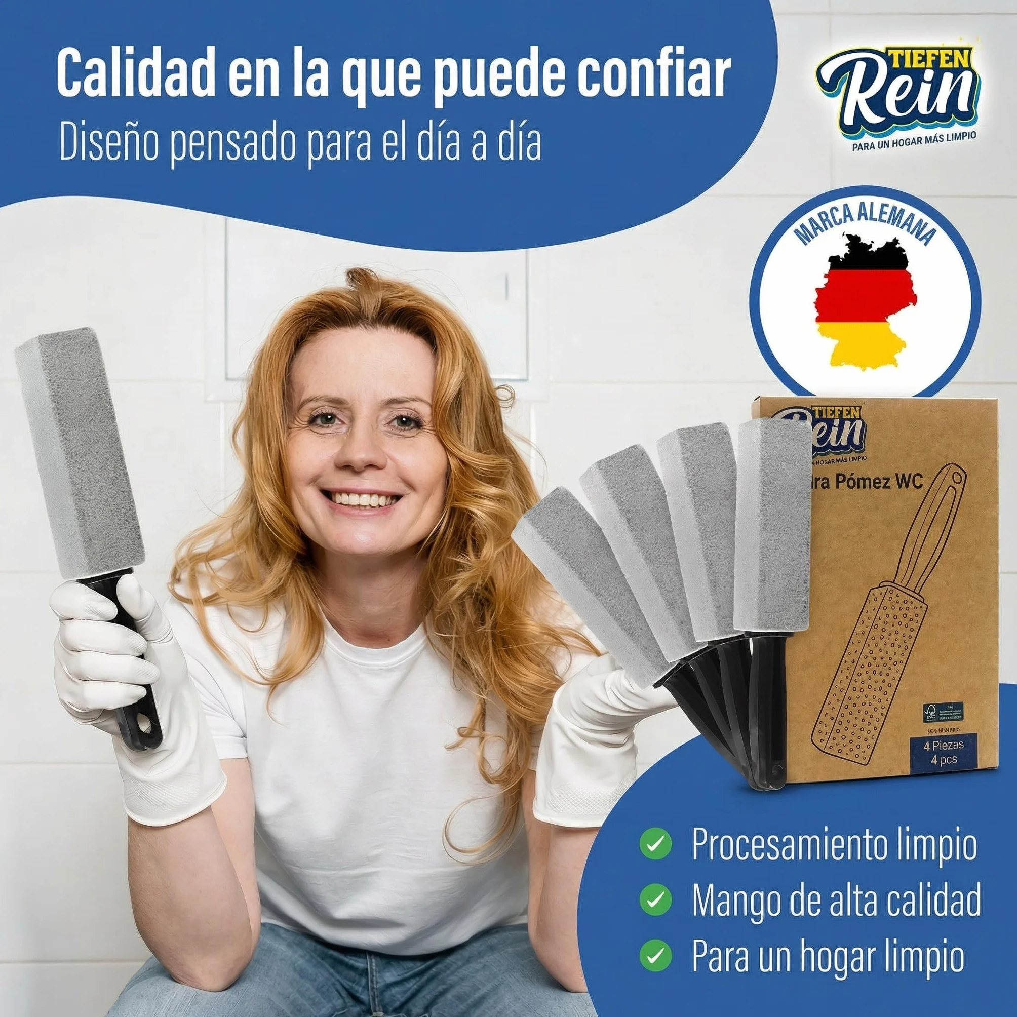 Piedra Pómez WC Profesional 4x – Piedra Pómez para Limpieza contra Cal y Manchas