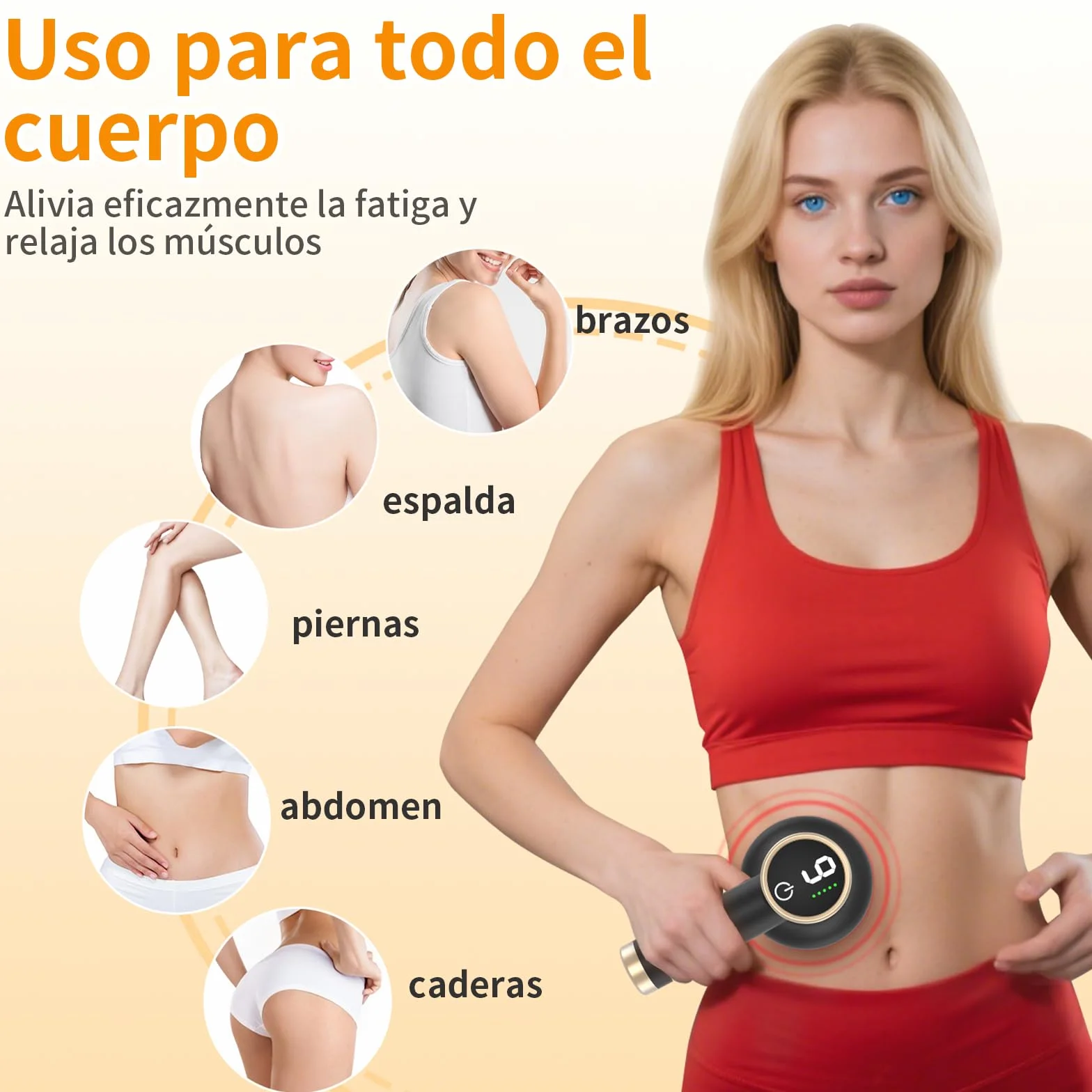 Masajeador Reductor y Anticelulítico Eléctrico, 9 Velocidades, Batería Larga Duración, 8 Cabezales, Negro