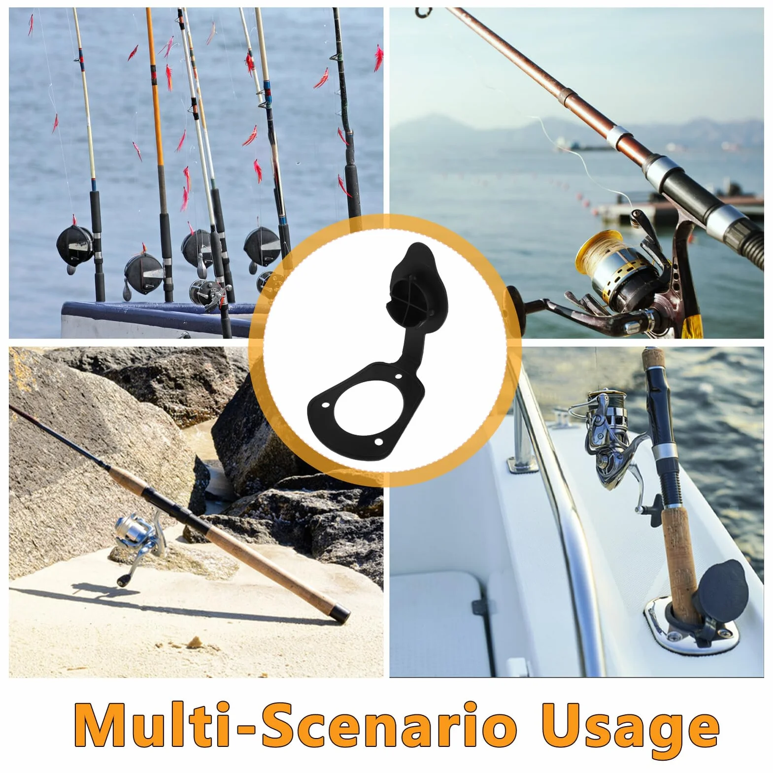 Healifty Tapas de Goma Antideslizantes Kit de 2 Accesorio Estable Montaje Empotrado para Soporte de Caña de Pescar para Cubierta de Barco en Pesca