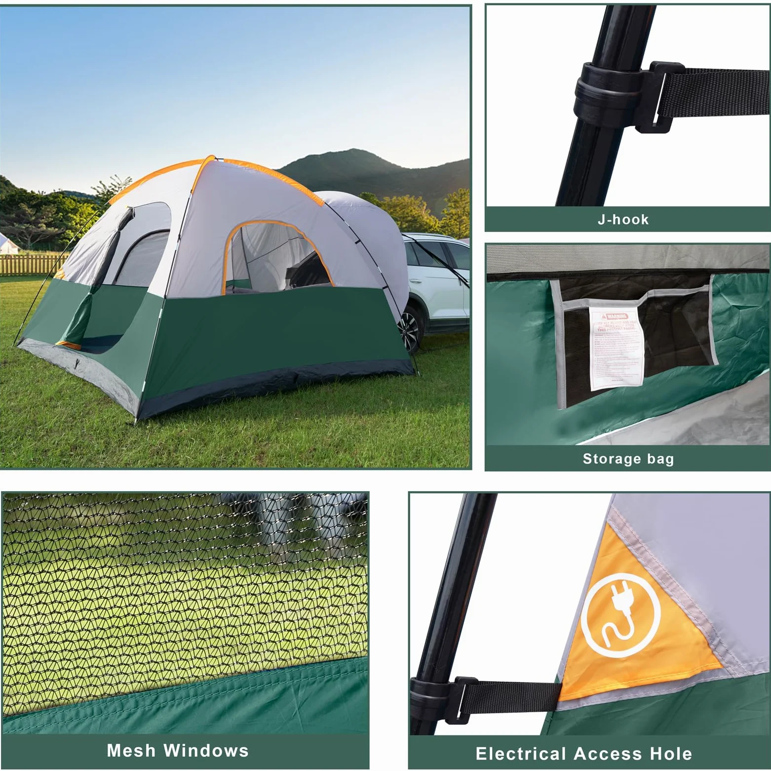 UNP Tienda de campaña Tipo Domo para SUV, para 6 Personas, fácil de Instalar, Tienda de campaña para vehículos con Mosca de Lluvia de 10 x 10 pies