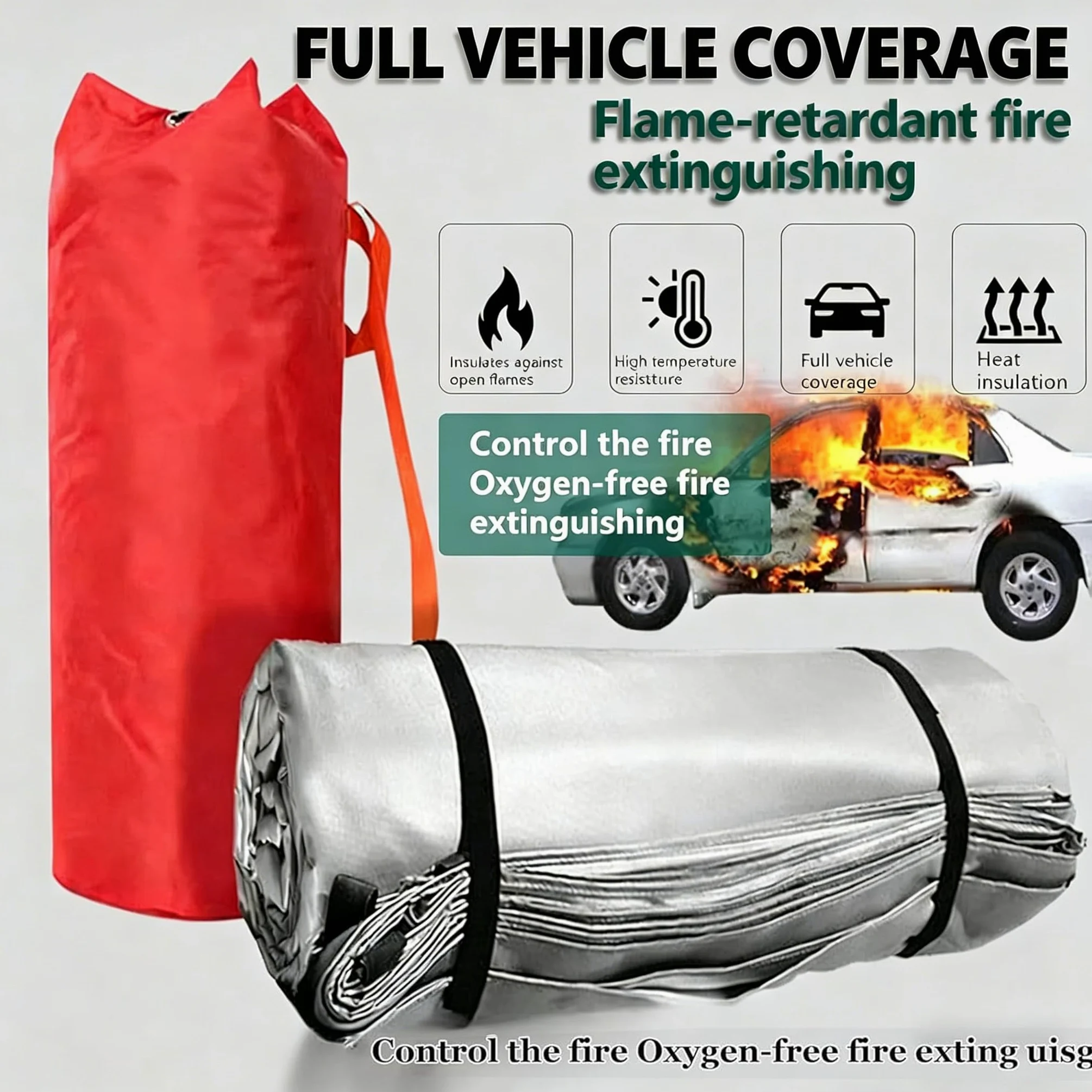Manta grande de fibra de vidrio de silicona de doble cara para coche, manta de emergencia para extintor de incendios, reutilizable, 4 x 6 m