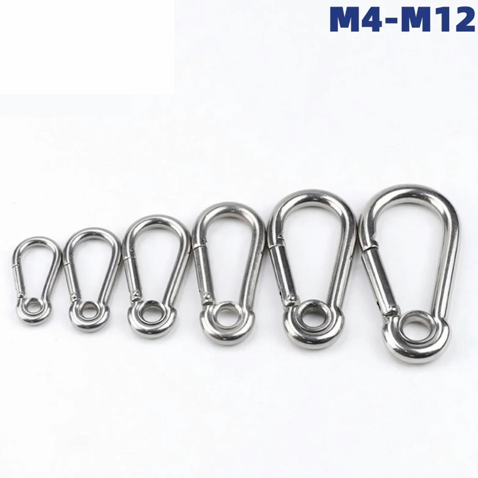 Mosquetones Pequeños Mosquetón de Acero Inoxidable 304, mosquetón con Ojal, Hebilla de Resorte, Llavero M4 M5 M6 M7 M8 M9 M10 M11 M12(M11,10PCS)